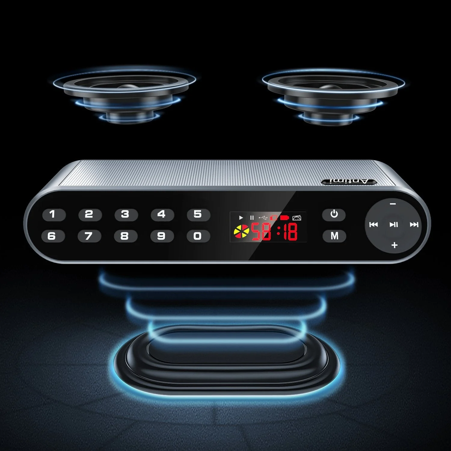 Antimi Bluetooth/FM Radio/MP3 Player Portable Wireless Speaker (Black) Silver black - Image 3