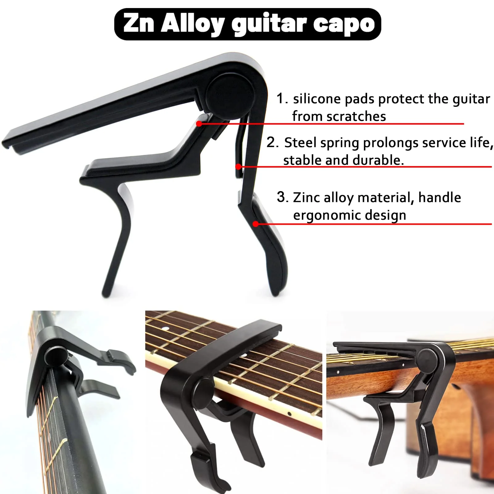 Anvin Acoustic Guitar Accessories Kit - Including Guitar Strings, Tuner, Capo, Restring Tool, Pick Holder, Bridge Pins, Guitar Nuts and Saddles, Finger Picks (53 Pcs) Update Kit-52Pcs - Image 5