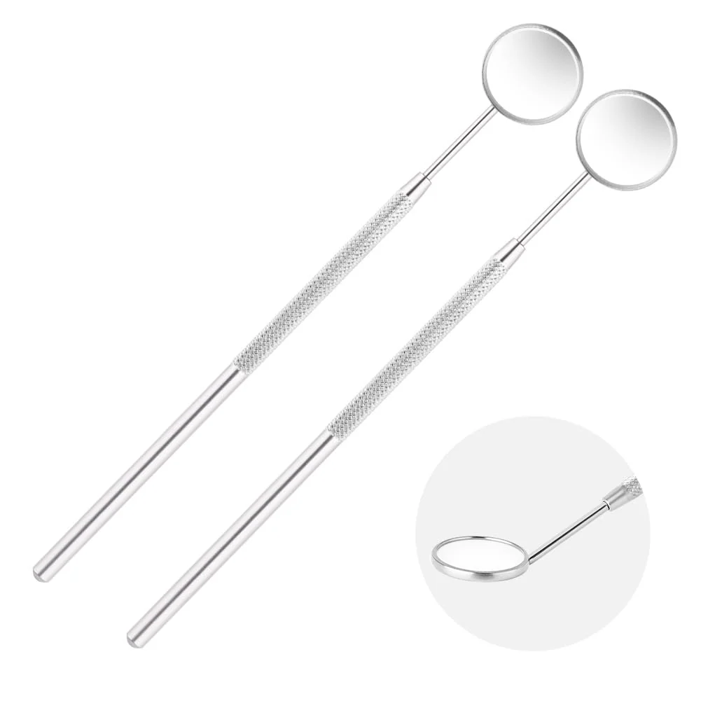 AOOWU Pack of 2 Mouth Mirrors, Dental Mouth Mirror, Stainless Steel Mouth Tooth Mirror, Inspection Mirror, Dental Care Set with Anti-Fog, Dental Care Mirror for Dental Care
