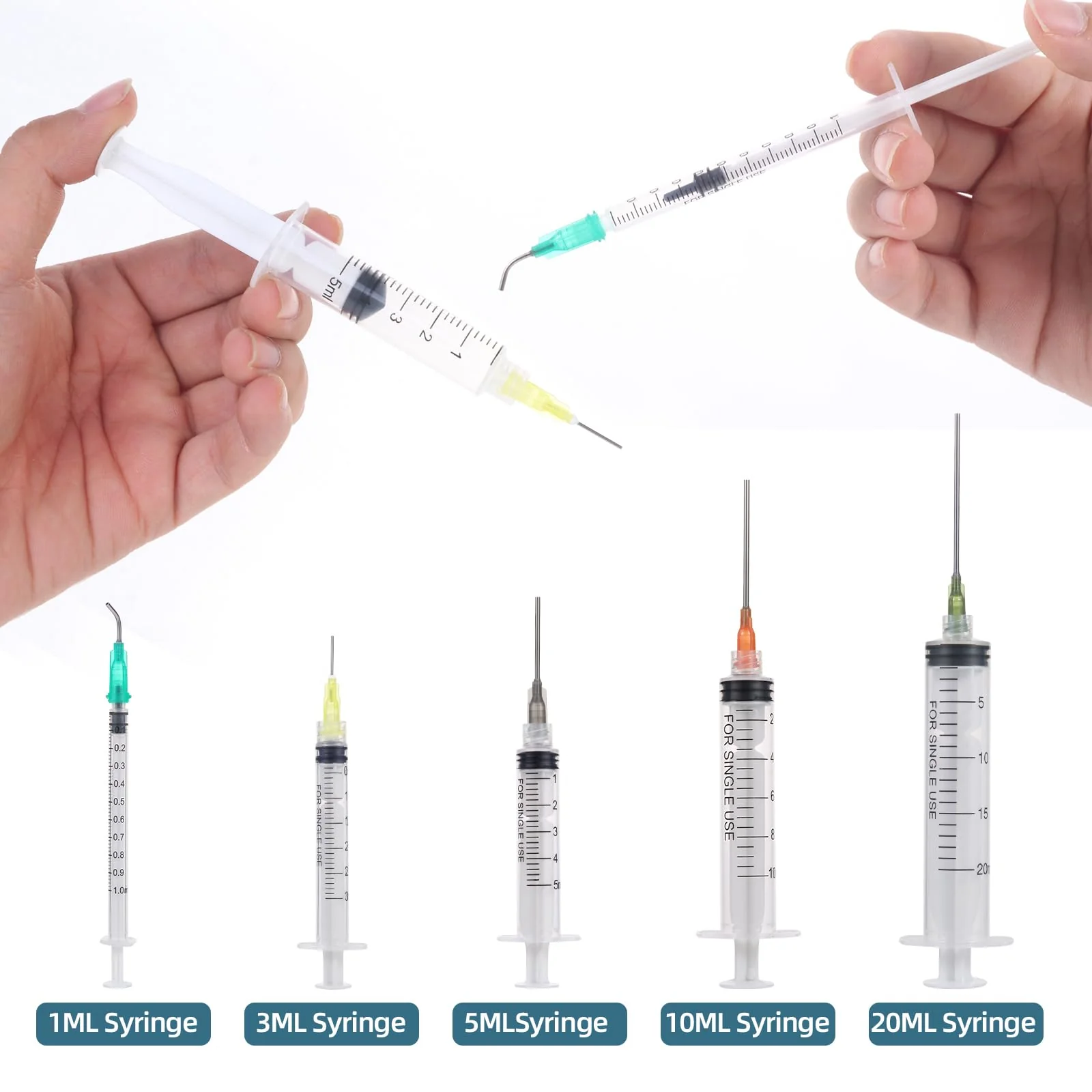 Aotfusd Pack of 20 Syringes with Blunt Needle, Various Sizes, 1 ml, 3 ml, 5 ml, 10 ml, 20 ml for Refilling and Measuring Liquids, Scientific Laboratories, Plant Watering Plastic - Image 5