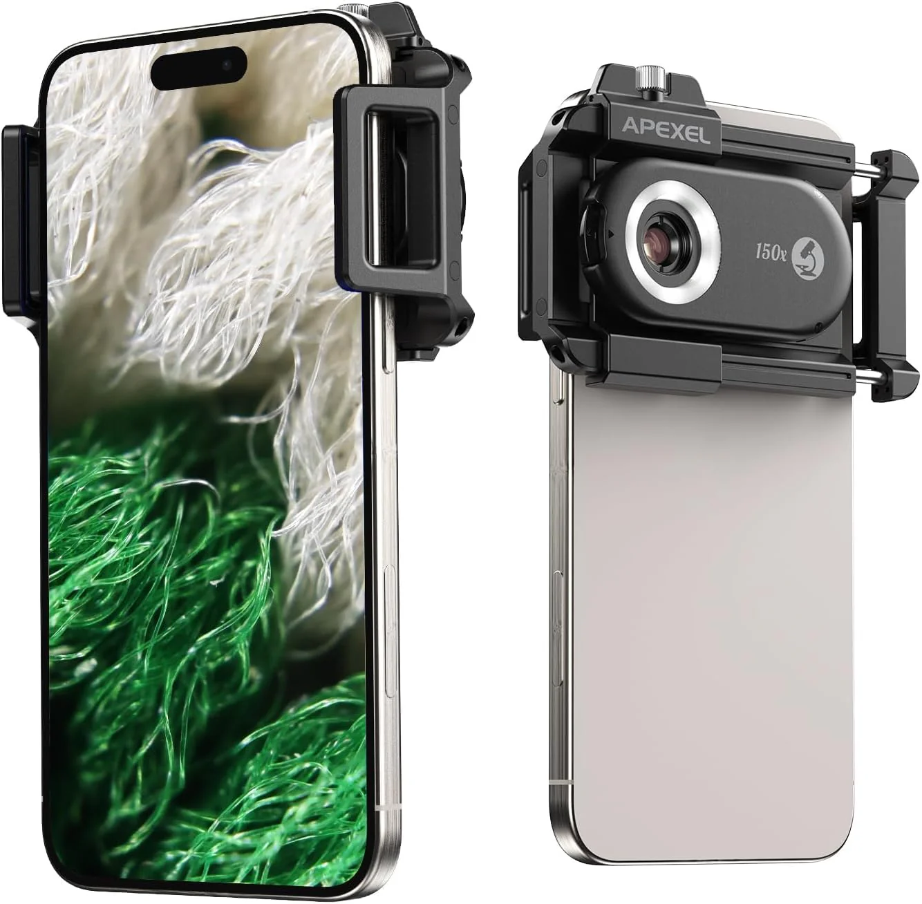 APEXEL Phone Microscope Lens, PhoneMicro 5 Series 150X Phone Micro Lens for Android/iPhone With LED Light/CPL/Universal Clip, Mini Pocket Microscope, Smartphone Camera Attachment for iPhone & Android. MS150 (150X)