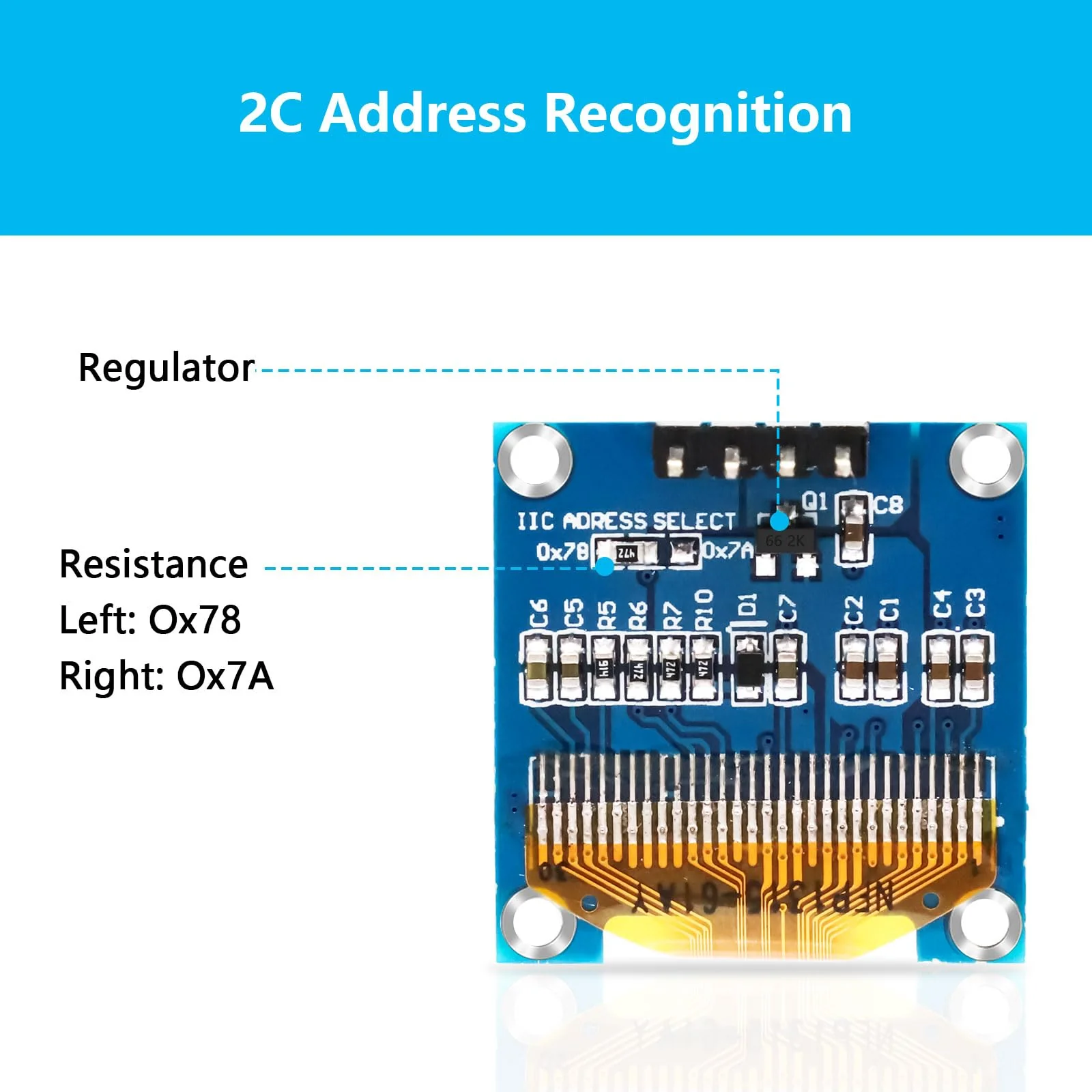 APKLVSR 3 x 0.96 Inch OLED Display I2C 128 x 64 Pixel I2C Screen Display Module, 0.96 Inch OLED Display I2C IIC Screen Display Module Compatible with Arduino Raspberry Pi (White) White - Image 3