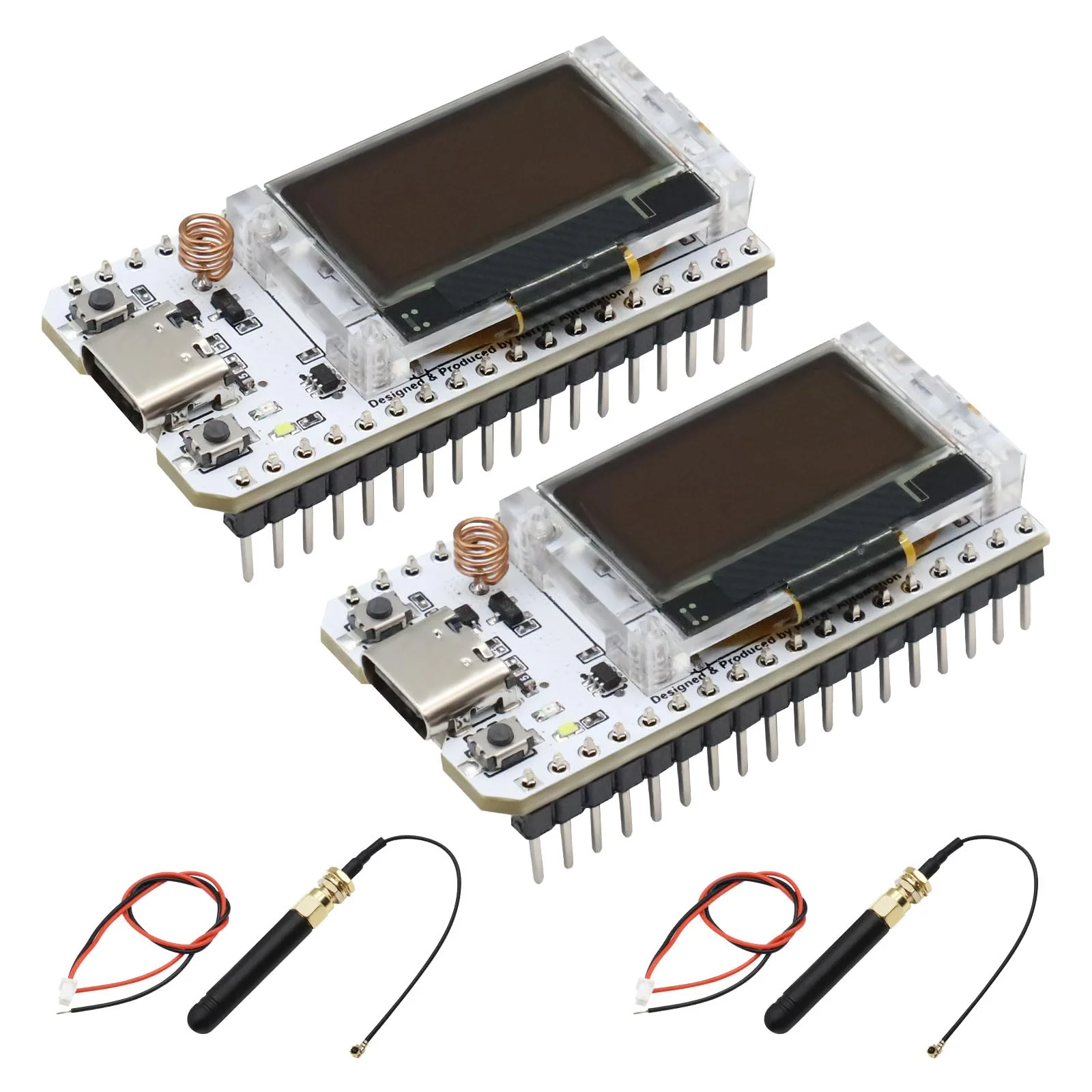 APKLVSR LoRa ESP32 Development Board, LoRa V3 Board with OLED Display and Antenna USB C Dual-Core IOT Board 240MHz Bluetooth WiFi Module 863 928MHz for Arduino (Pack of 2) 2 PCS