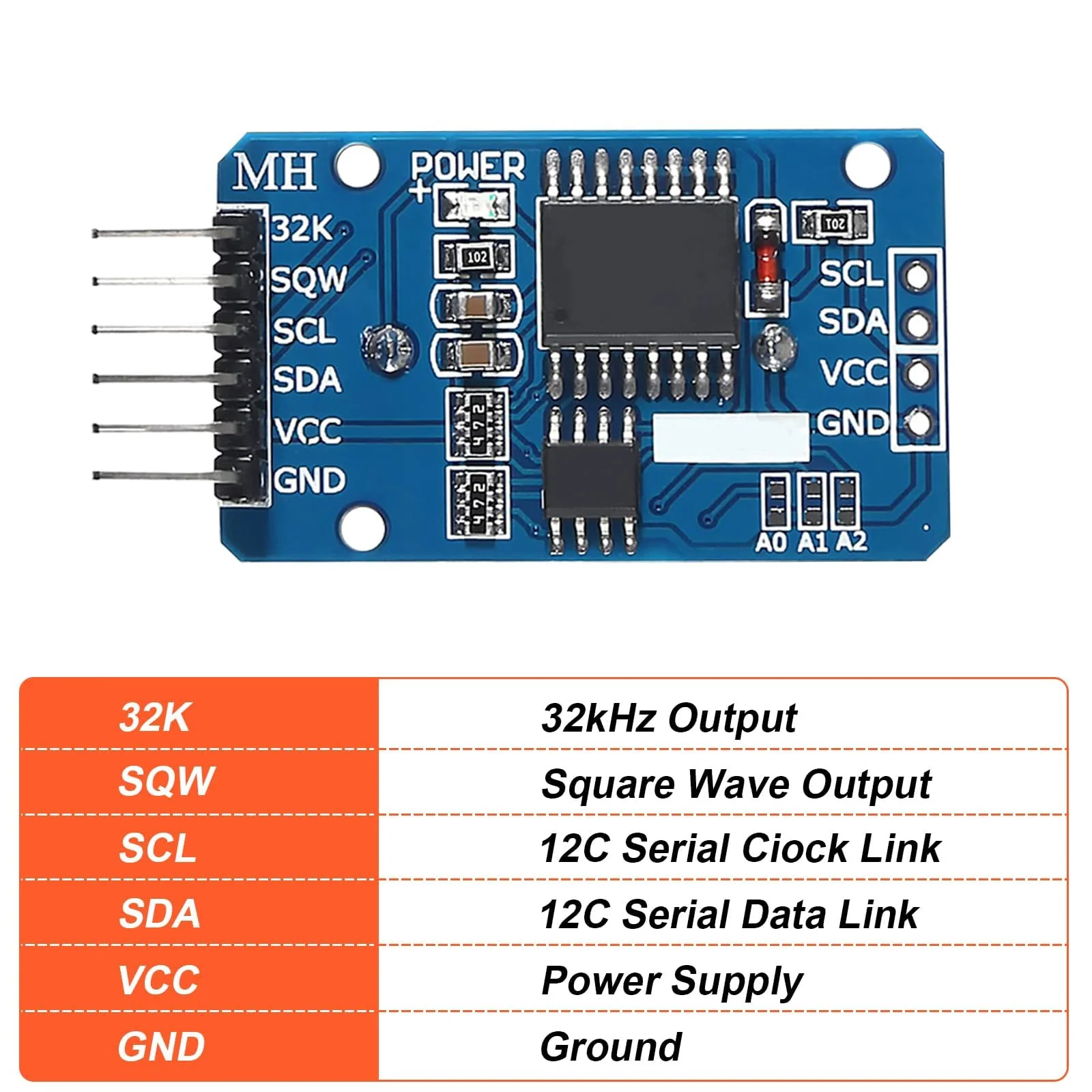 APKLVSR Real-Time Clock RTC Module Compatible with I2C Real Time Clock, Clock Module I2C RTC Module for Arduino and RPi with Battery (Pack of 6) - Image 2