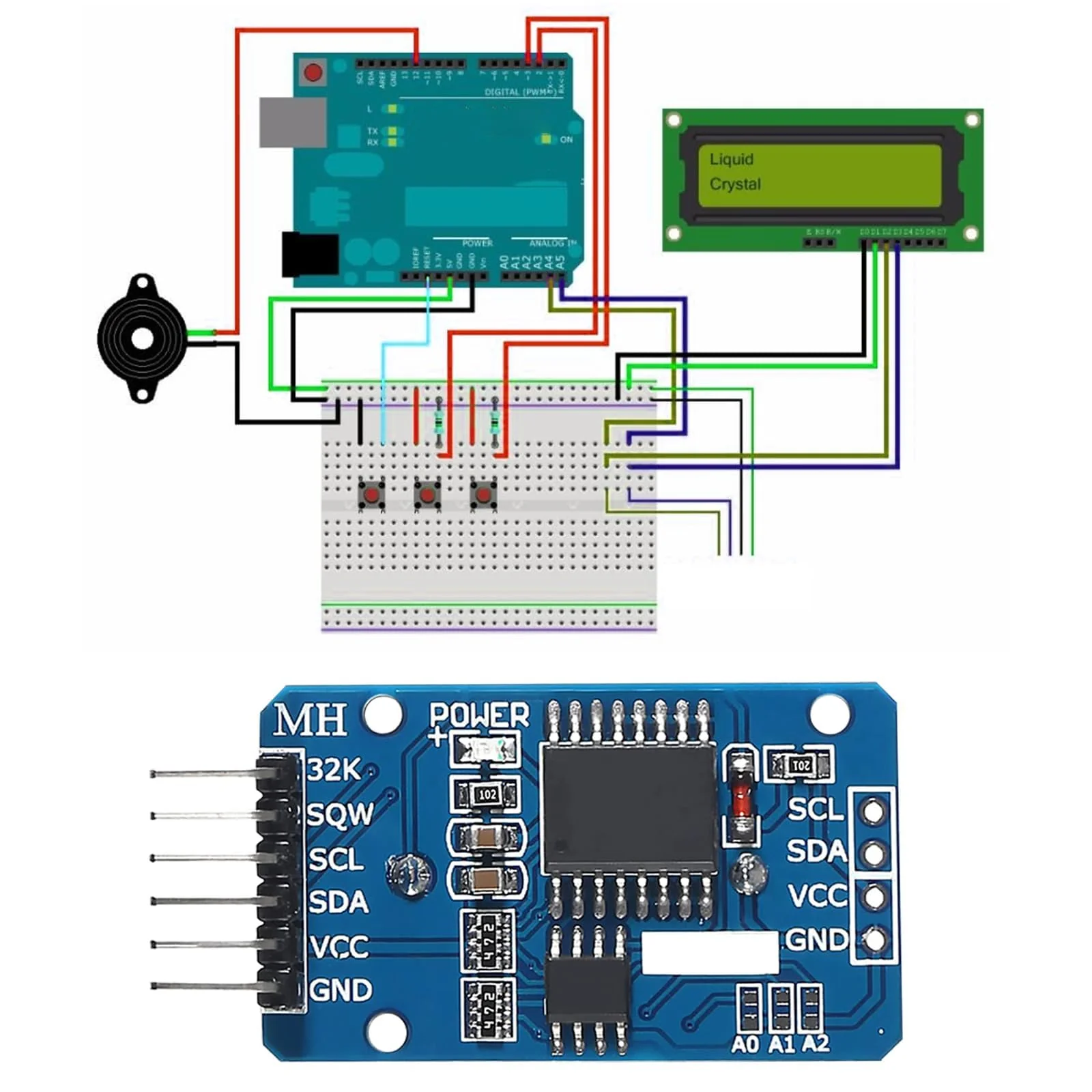APKLVSR Real-Time Clock RTC Module Compatible with I2C Real Time Clock, Clock Module I2C RTC Module for Arduino and RPi with Battery (Pack of 6) - Image 7