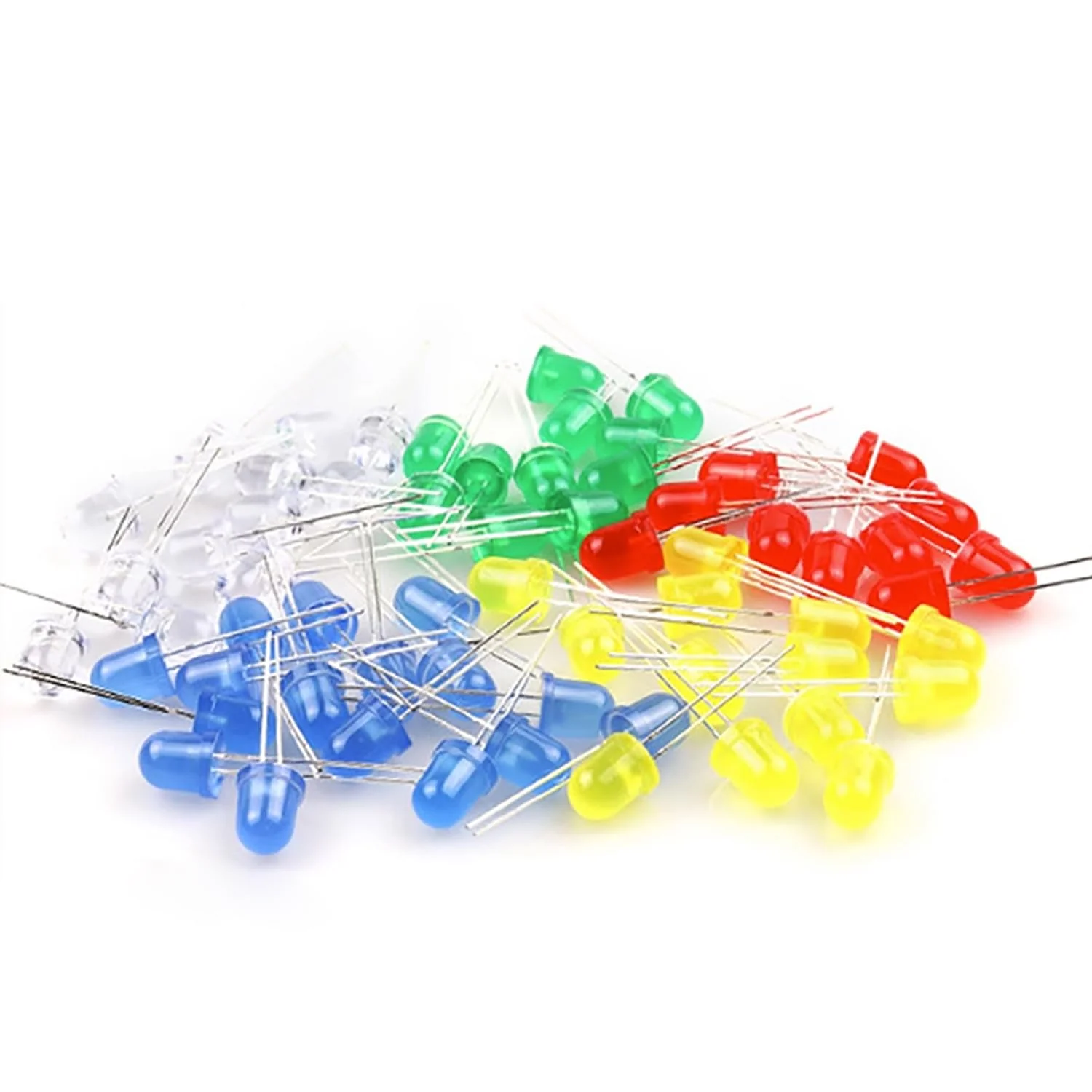 AQSQWQ Pack of 200 LED Light Emitting Diodes 5 mm LED Diodes 3 V Light Emitting Diode Assortment Kit 5 Colours Red Blue Yellow Green White Round Head 2 Pin Extra Bright LED Light, Diffuse Diodes Set - Image 5