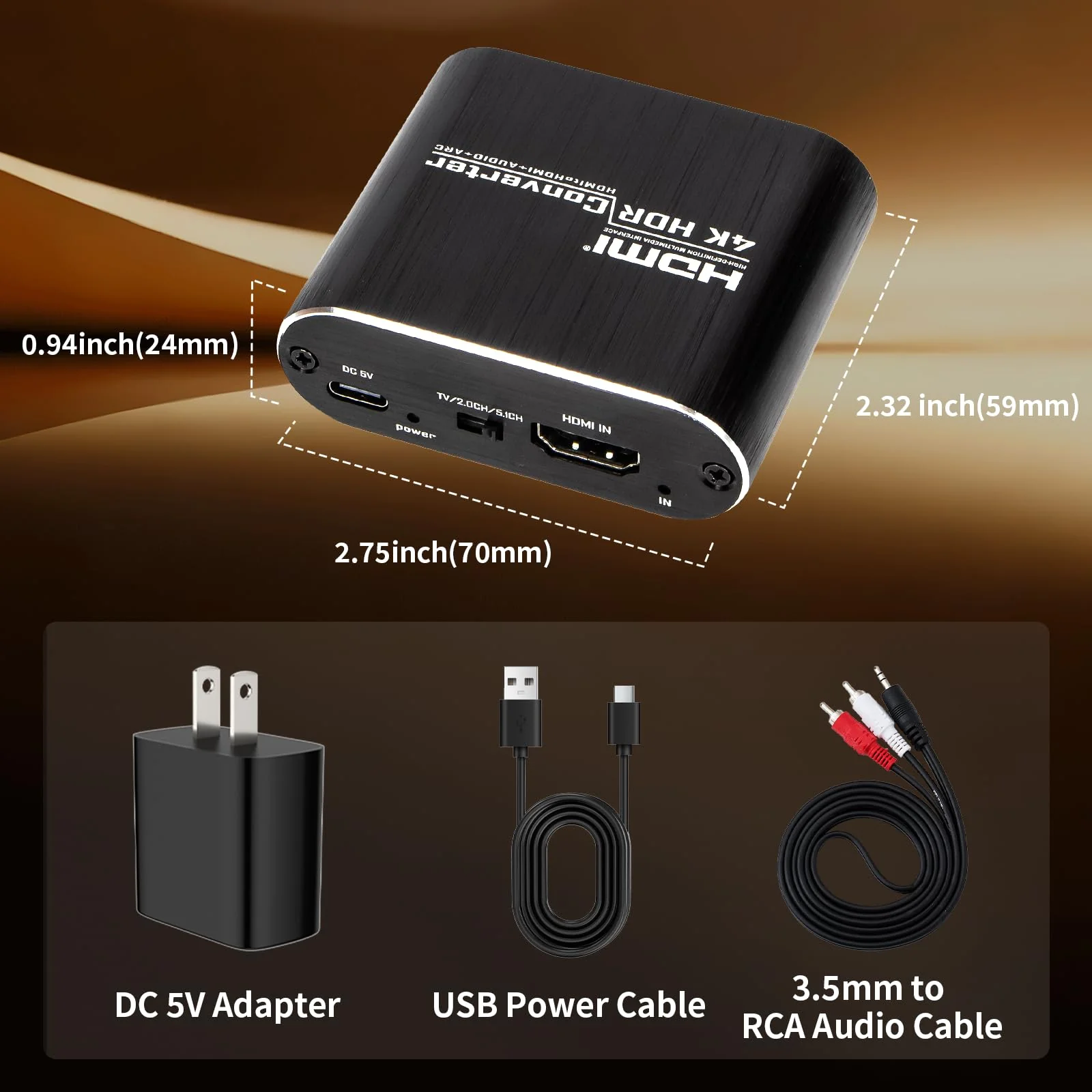 ARC Audio Extractor 4K@60Hz HDMI ARC Adapter HDMI ARC to Optical Adapter with Optical and 3.5MM Audio Output Converter Support 3D/HDCP1.4/LPCM7.1/DTS for TV Box/DVD/PS5/Headphone/Amp/Home Theater - Image 7