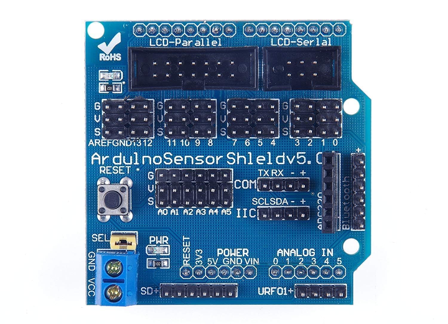 ARCELI UNO R-3 Sensor Shield V5.0 Expansion Board for Arduino Genuino System