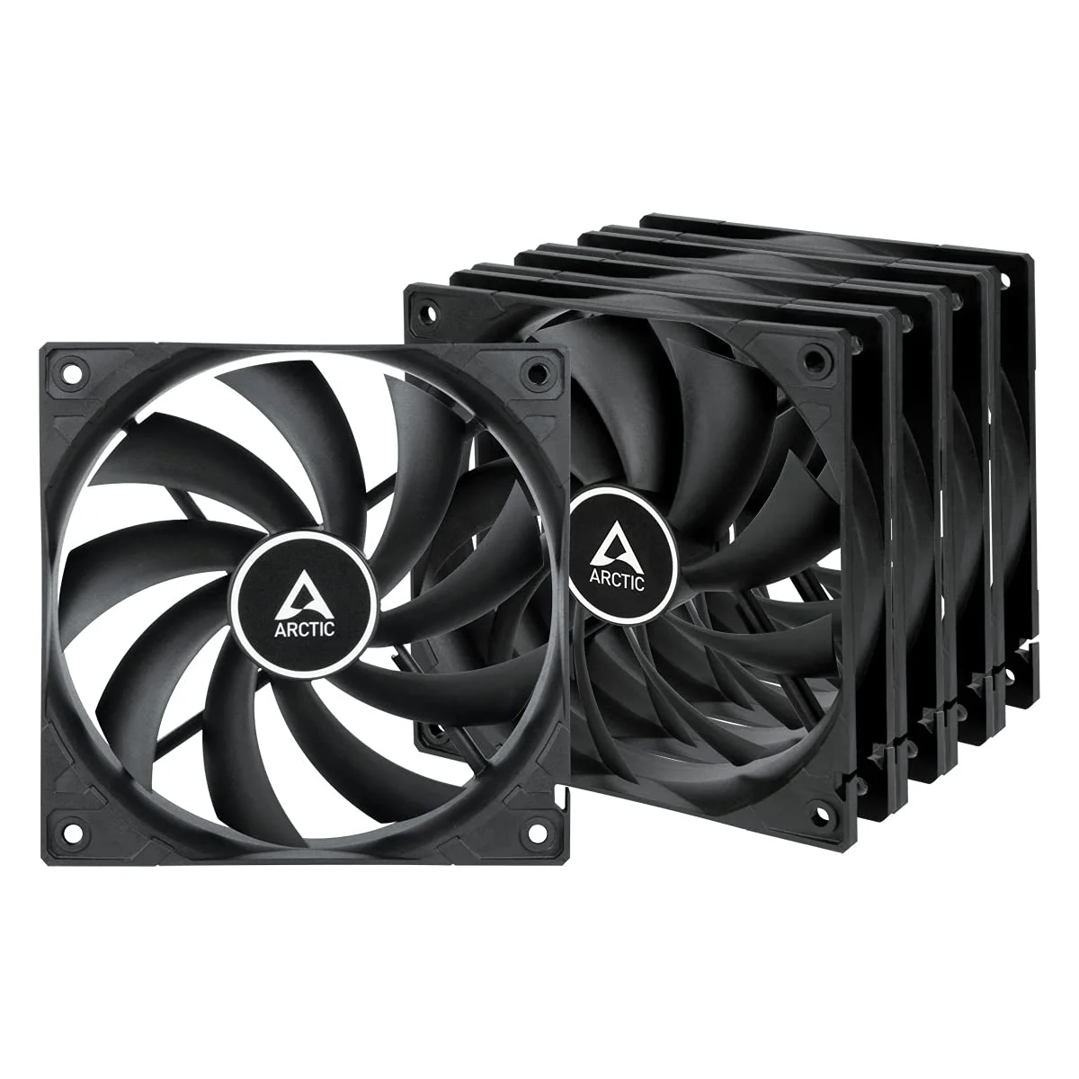 ARCTIC F12 (5 Pack) - PC Fans, 120mm Standard Case Fan, Low Noise, Quiet Motor, Computer, Fan Speed: 1350 RPM - Black F12, 5 Pack (black)