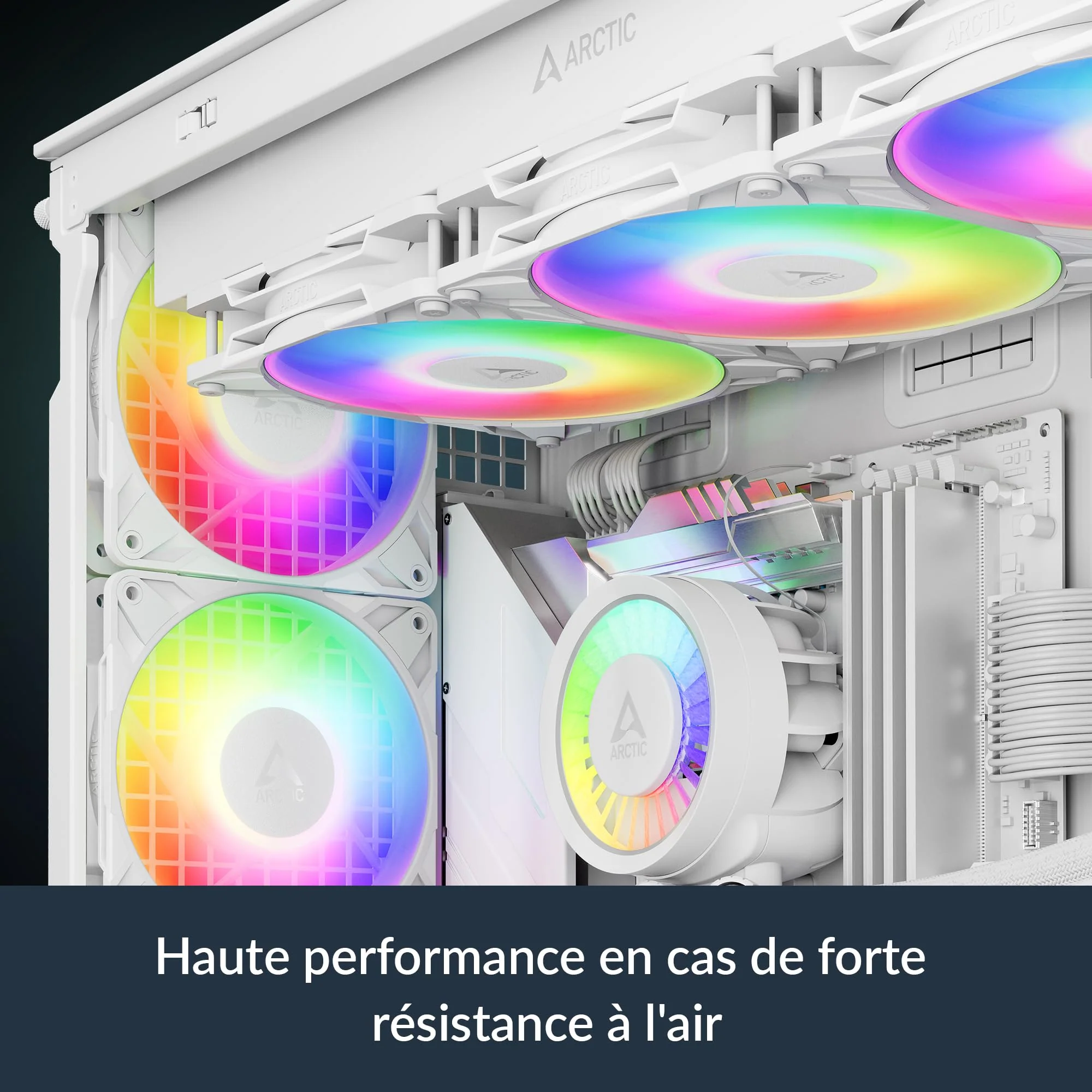 ARCTIC P12 Pro A-RGB (White) - Powerful Premium Fan, 120 mm PWM Fan with Y-Cable Splitter, 600-3000 RPM, 0 RPM <5% PWM, 5V Digital RGB, Fluid Dynamic Bearing, 4-Pin - White - Image 3