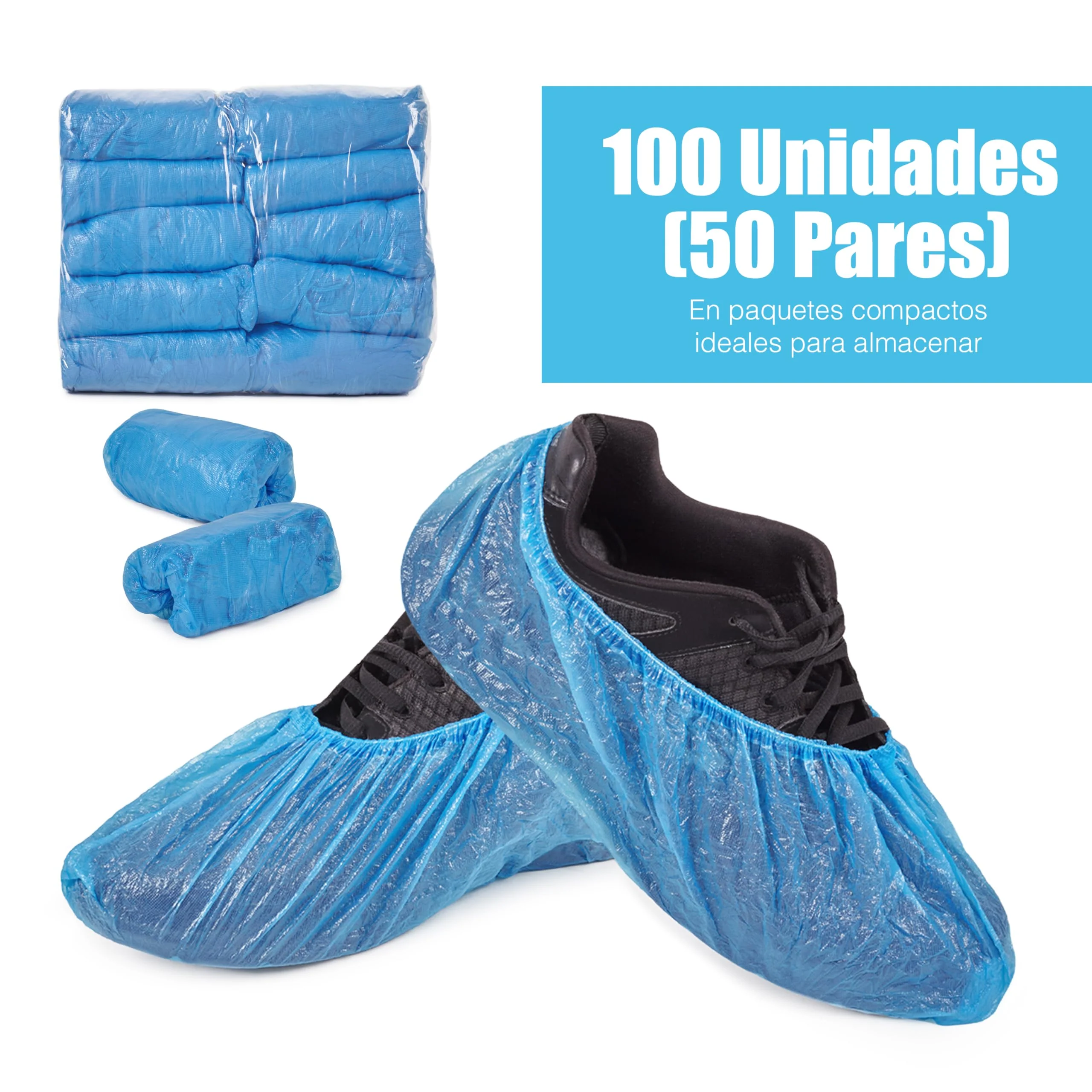 ARESO Disposable Shoe Covers with Elastic Band, Waterproof Overshoes, Blue Overshoes, Disposable Pack of 100 - Image 4