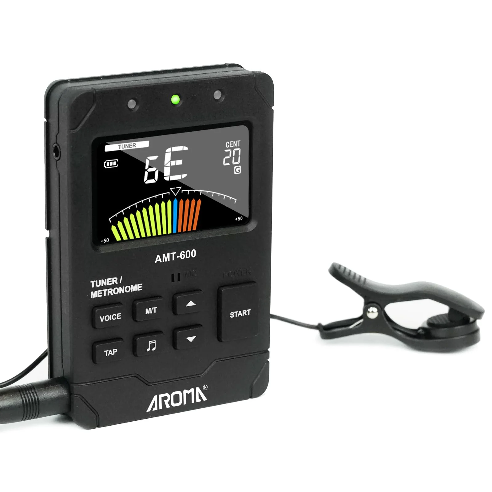 Aroma Digital Metronome Tuner Rechargeable for All Instruments with Guitar Bass Violin Ukulele Chromatic and Wind Instruments Tuning Modes