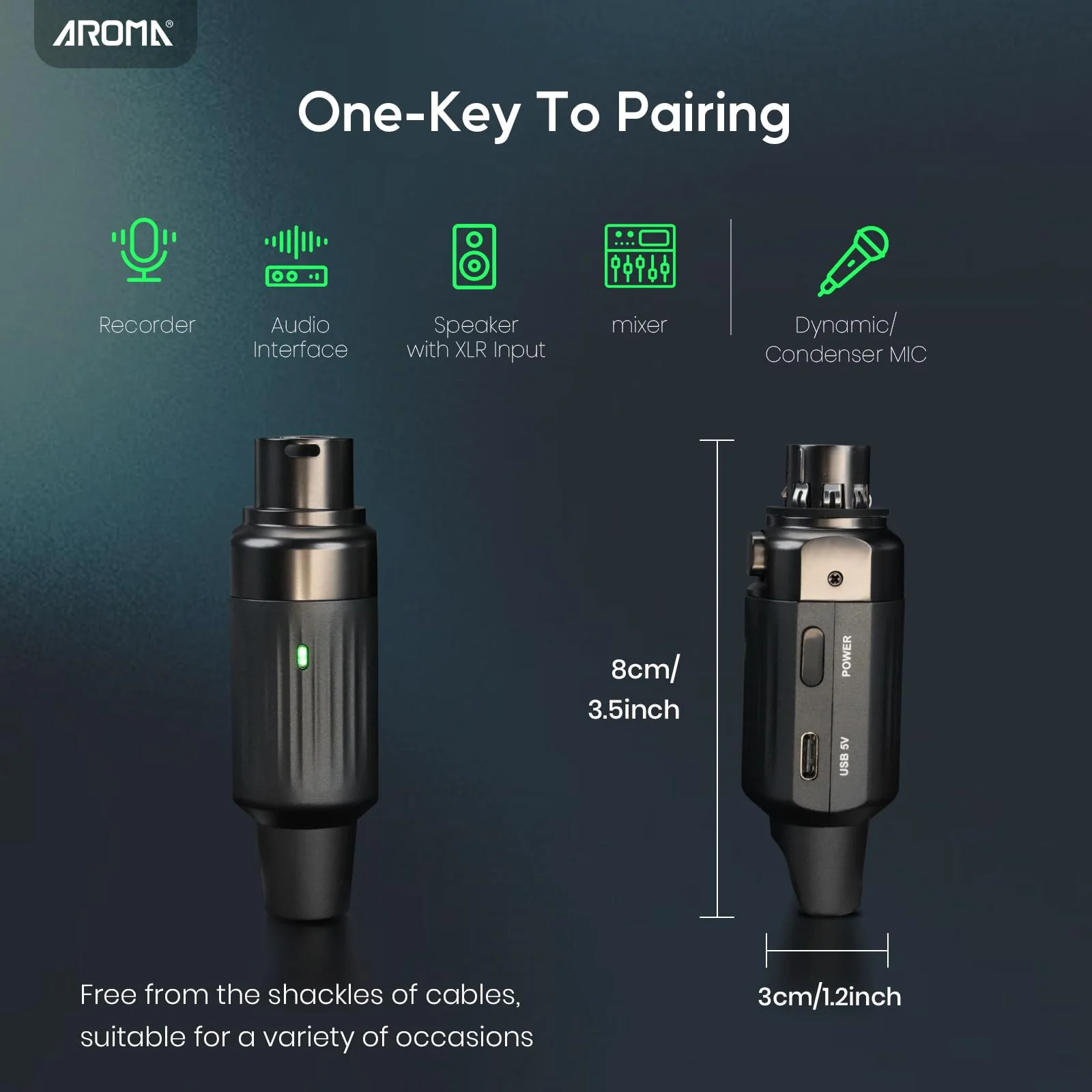 AROMA Wireless XLR Transmitter Receiver, UHF Wireless Microphone Audio System for Dynamic Mics PA Mixer - Image 7