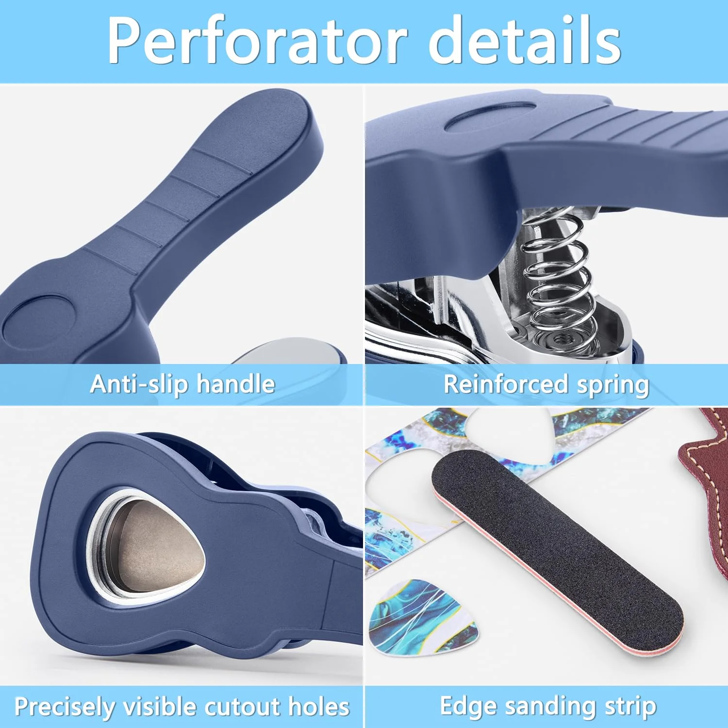 ArtAt Guitar Pick Punch Kit – Bass Guitar Picks Puncher With 15 Variety Pick Strips Medium Guitar Pick Maker Punch Kit Unique Guitar Lovers Gifts blue - Image 4