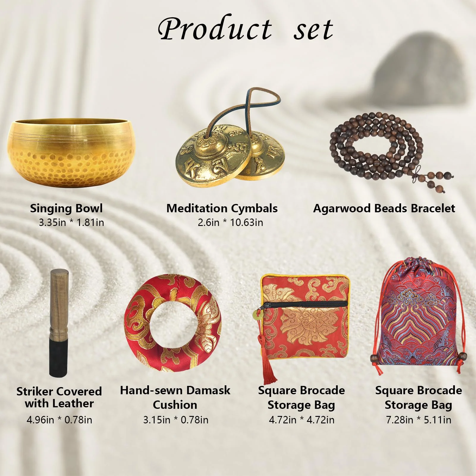 Artcome 7PCS Tibetan Meditation Set - Tibetan Singing Bowl & Tibetan Tingsha Cymbals Bells Handmade in Nepal for Meditation, Yoga, Tranquility, Relaxation, Chakra Healing, Stress Relief & Mindfulness - Image 2