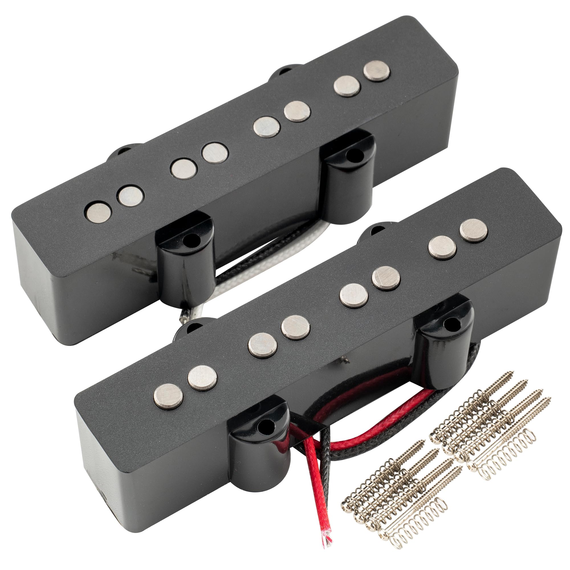Artec JOA4 Alnico 5 Vintage Tone Jazz Bass Pickups Neck Bridge Pickups Set for 4 String J-Bass Electric Bass, Black Black Set