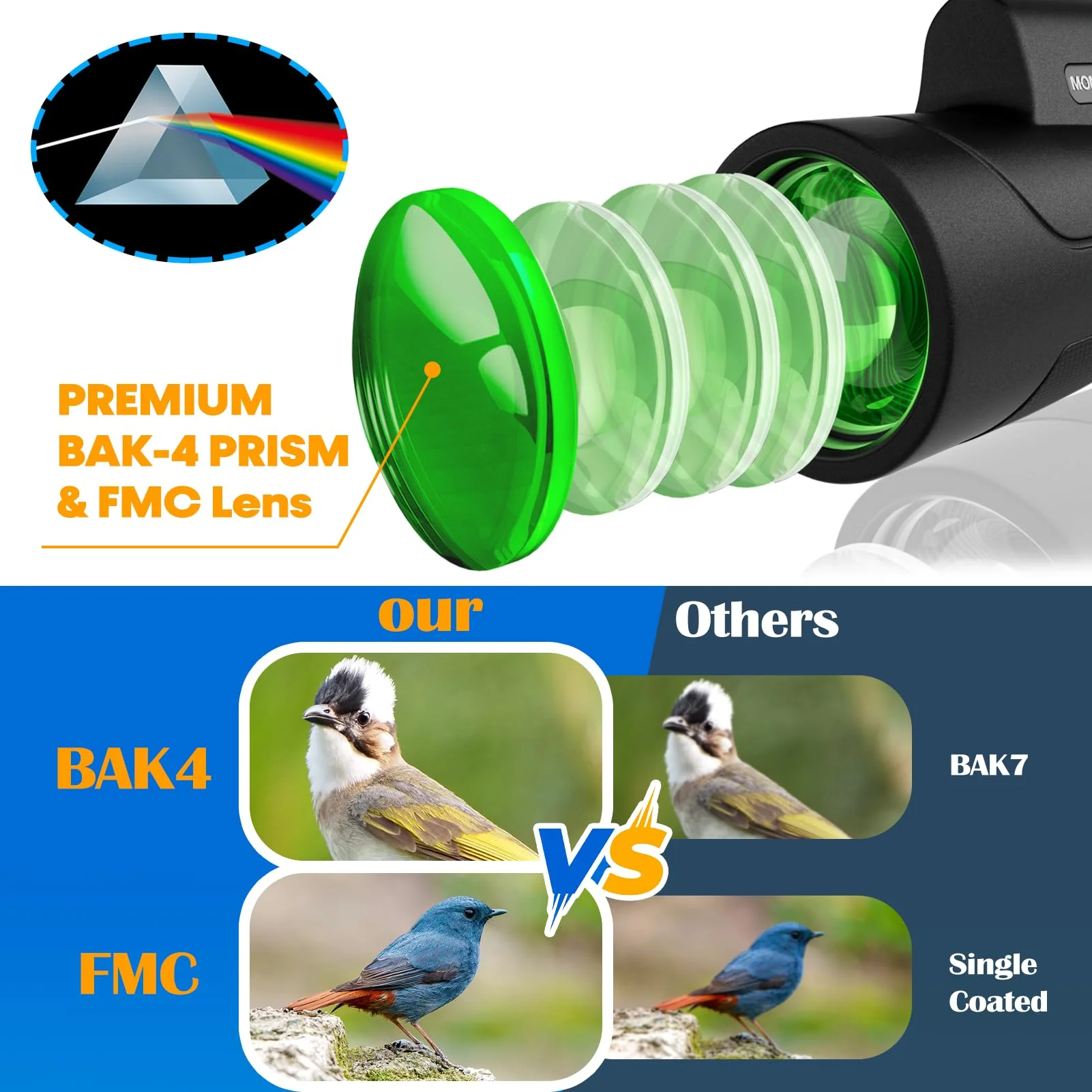Asacam® 80x100 Monocular Telescope High Powered for Smartphone HD Monoculars for Adults with Adapter/Tripod for Bird Watching Camping Hiking Traveling Outdoor Wildlife-2026 Update Premium Black - Image 3