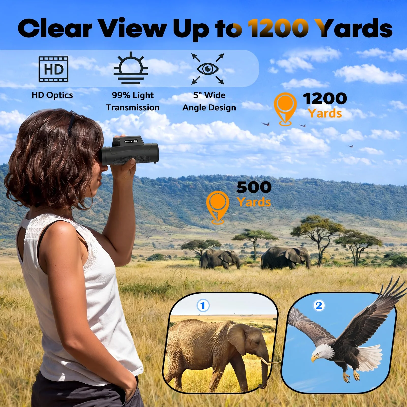 Asacam® 80x100 Monocular Telescope High Powered for Smartphone HD Monoculars for Adults with Adapter/Tripod for Bird Watching Camping Hiking Traveling Outdoor Wildlife-2026 Update Premium Black - Image 4