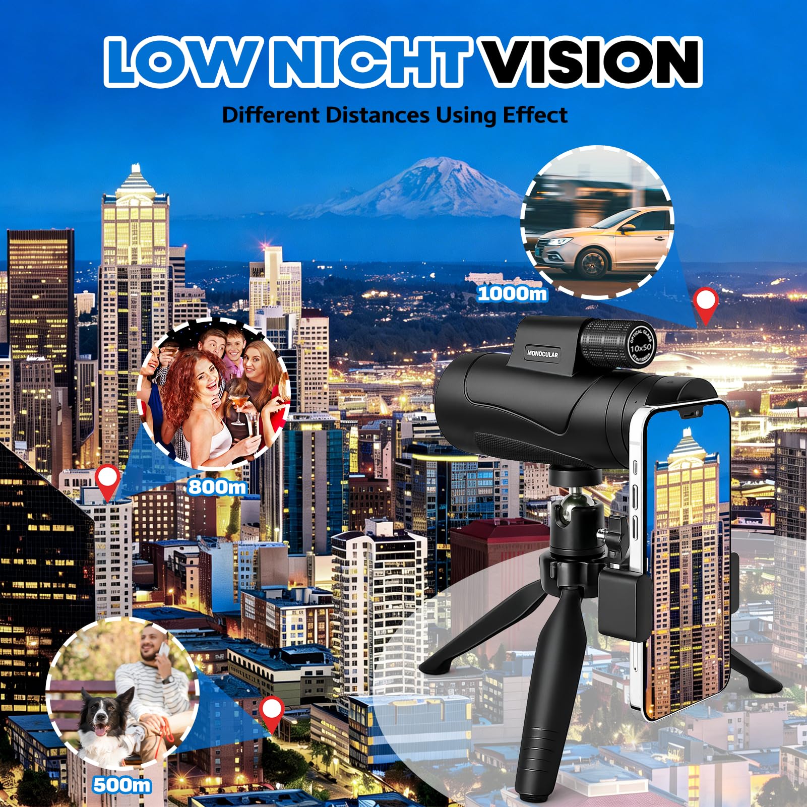 Asacam® 80x100 Monocular Telescope High Powered for Smartphone HD Monoculars for Adults with Adapter/Tripod for Bird Watching Camping Hiking Traveling Outdoor Wildlife-2026 Update Premium Black - Image 6