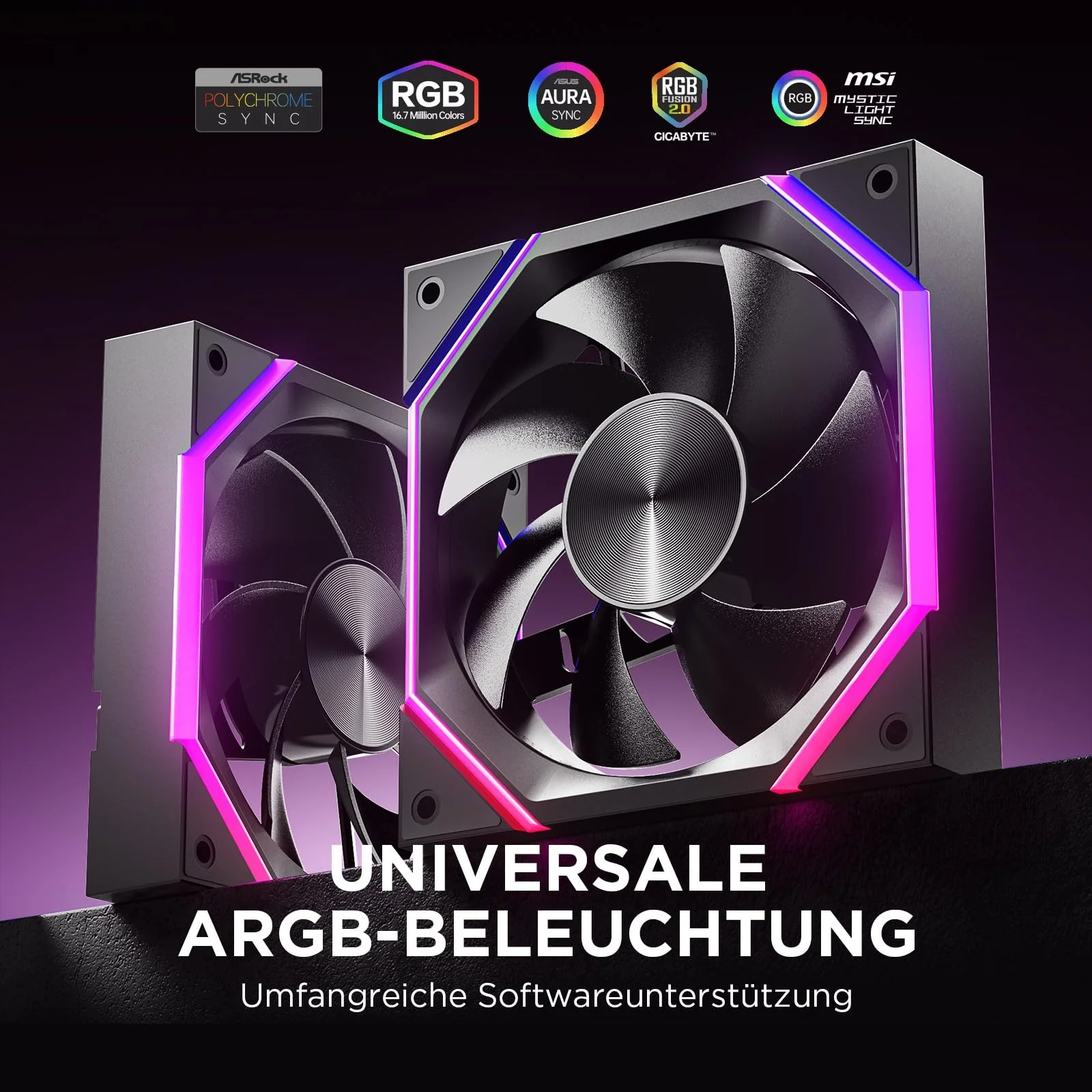 AsiaHorse RGB PC Fan 120 mm Case Fan [Pack of 3] [HDB] 61.5 CFM/2000 RPM/2.16 MMH2O ARGB Fan 5V3PIN ARGB and 12V4PIN PWM Fan, 50,000 Hours Life Nyota-A12-Black 120MM–Vorwärts black - Image 5