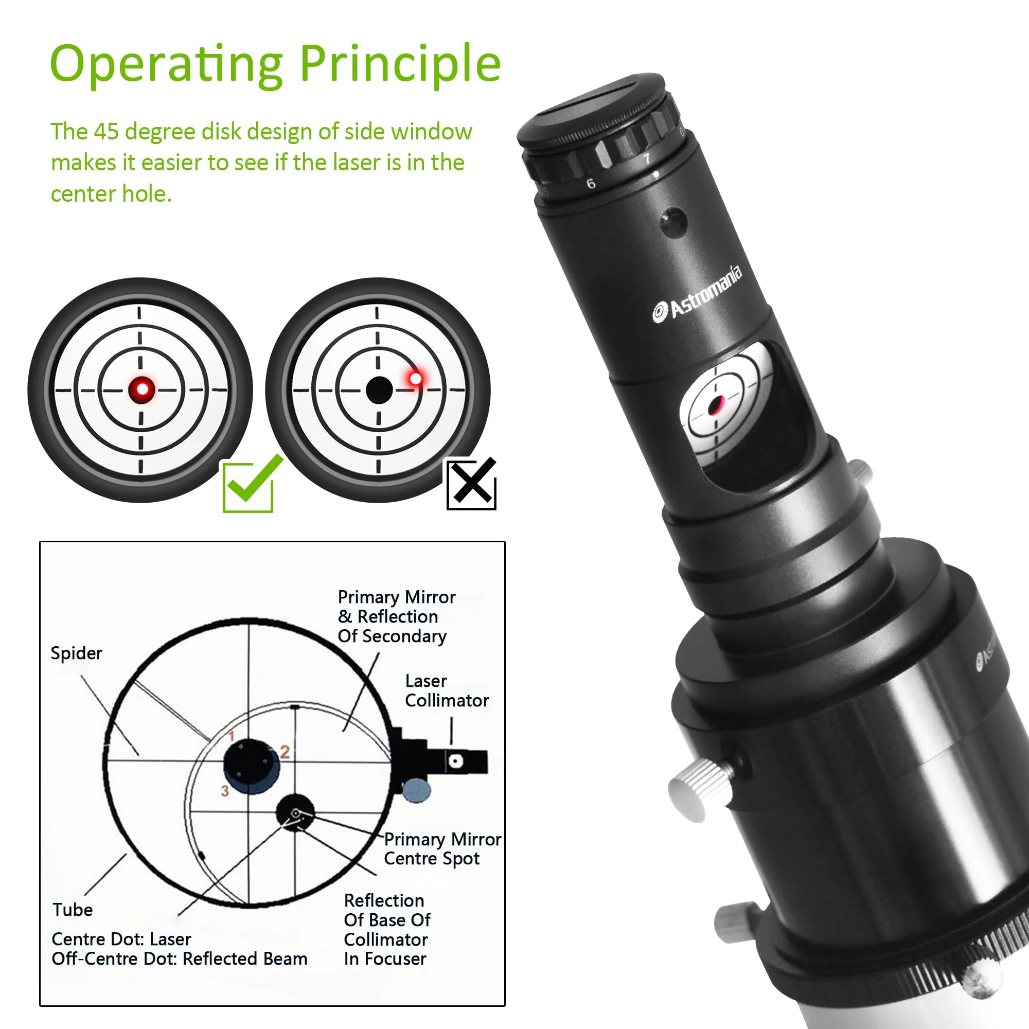 Astromania Alignment 1.25" Next Generation Laser Collimator 2" Adaptor for Newtonian Telescopes - Image 3