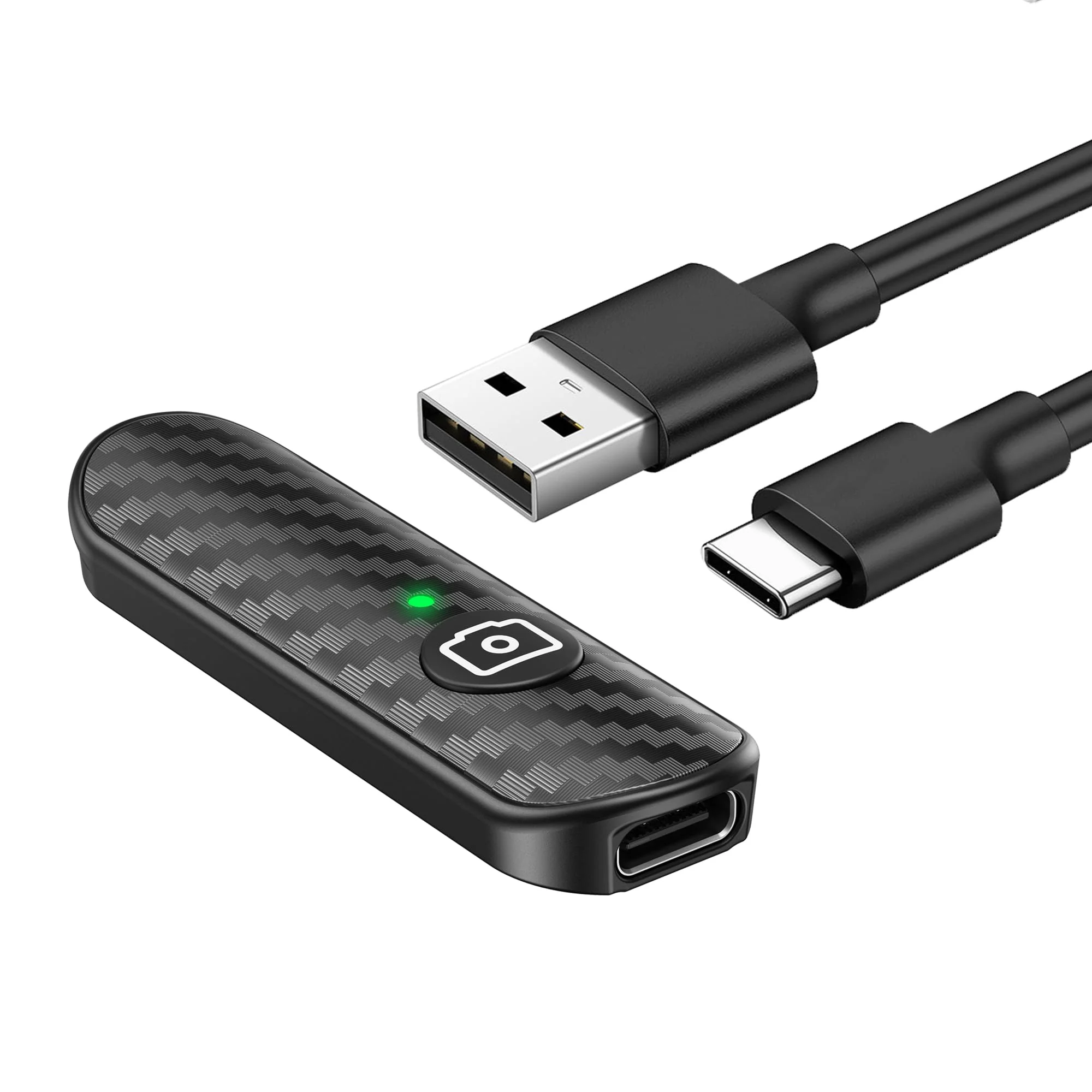ATUMTEK Bluetooth Remote Shutter, Carbon Fiber Design, Rechargeable Camera Remote Control for iOS & Android Smartphones, Compact and Portable, with Type-C Charging, 10m Remote Range, Bluetooth 5.0 Black