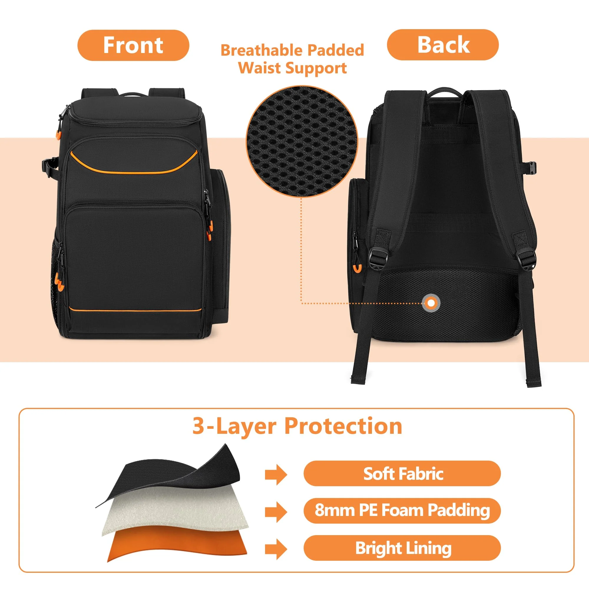 Audio Mixer Backpack Compatible with RODECaster Pro/RODECaster Pro II/RC Duo, DJ Mixer Travel Bag Case for Microphones and More Podcast Equipment(Patent Design) - Image 4