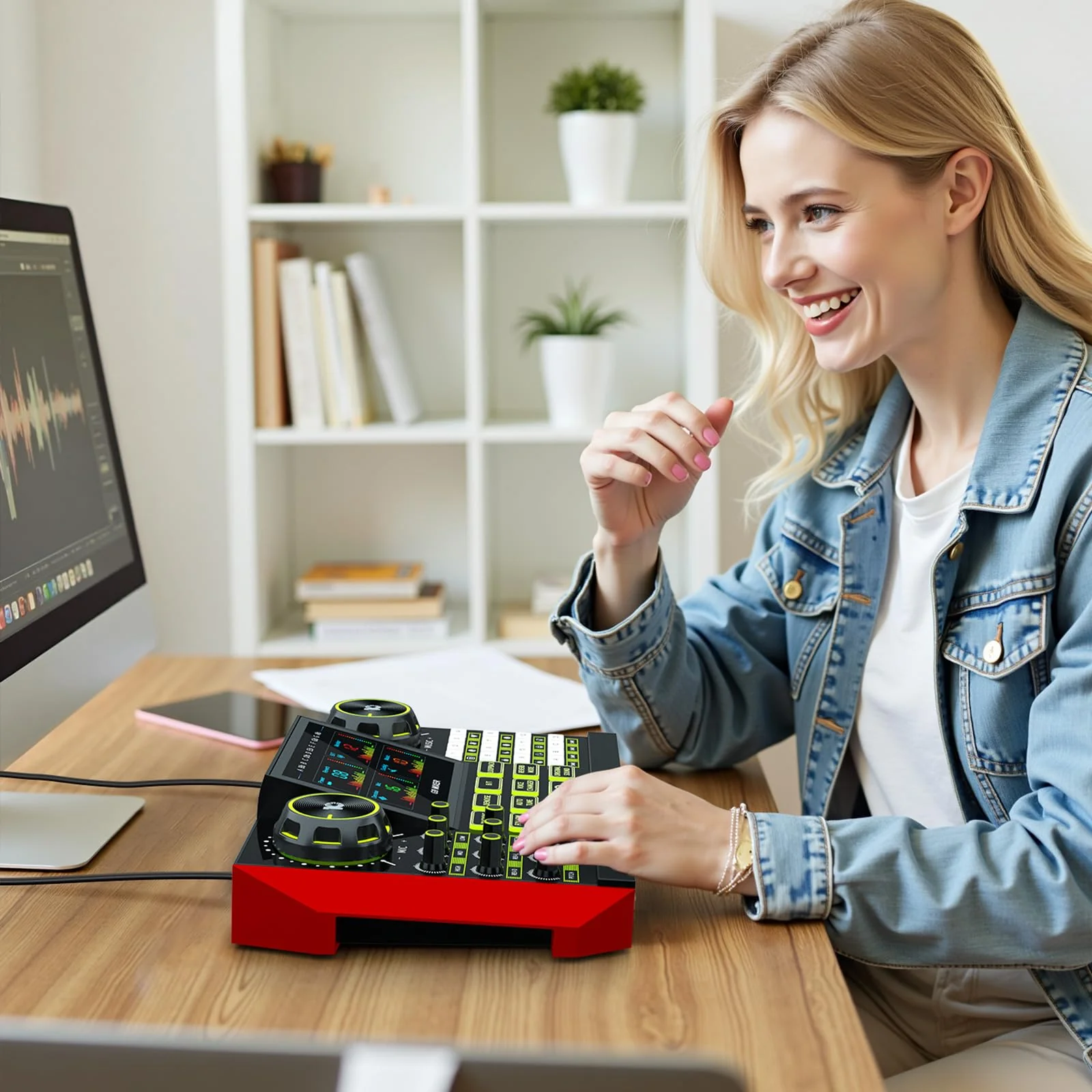 Audio mixer, suitable for live streaming, singing, and gaming on computer/phone; soundboard for 3.5mm condenser microphone; podcast mixer with live sound card, noise reduction, and one-touch mute G9 - Image 9
