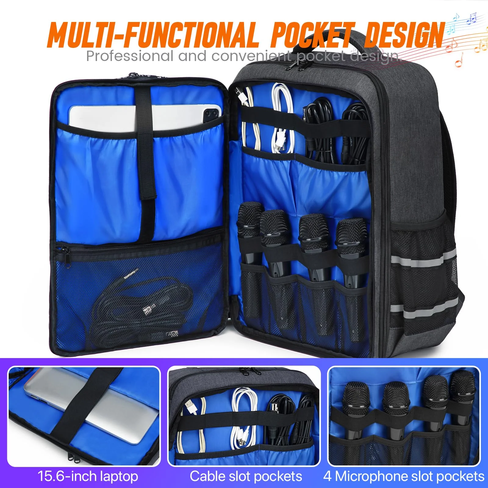 Audio Mixer Travel Case Bag, DJ Mixer Storage Backpack Compatible with RODECaster Pro, RODECaster Pro II, RC Duo, Podcast Mixer Case for Microphones and More Podcast Equipment - Image 3