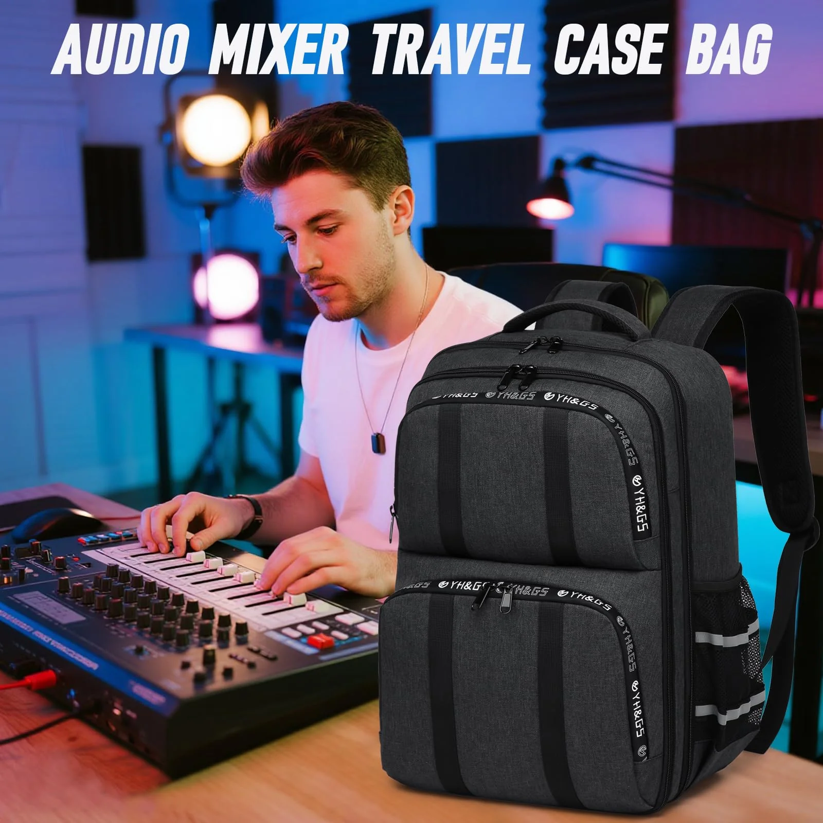 Audio Mixer Travel Case Bag, DJ Mixer Storage Backpack Compatible with RODECaster Pro, RODECaster Pro II, RC Duo, Podcast Mixer Case for Microphones and More Podcast Equipment - Image 6