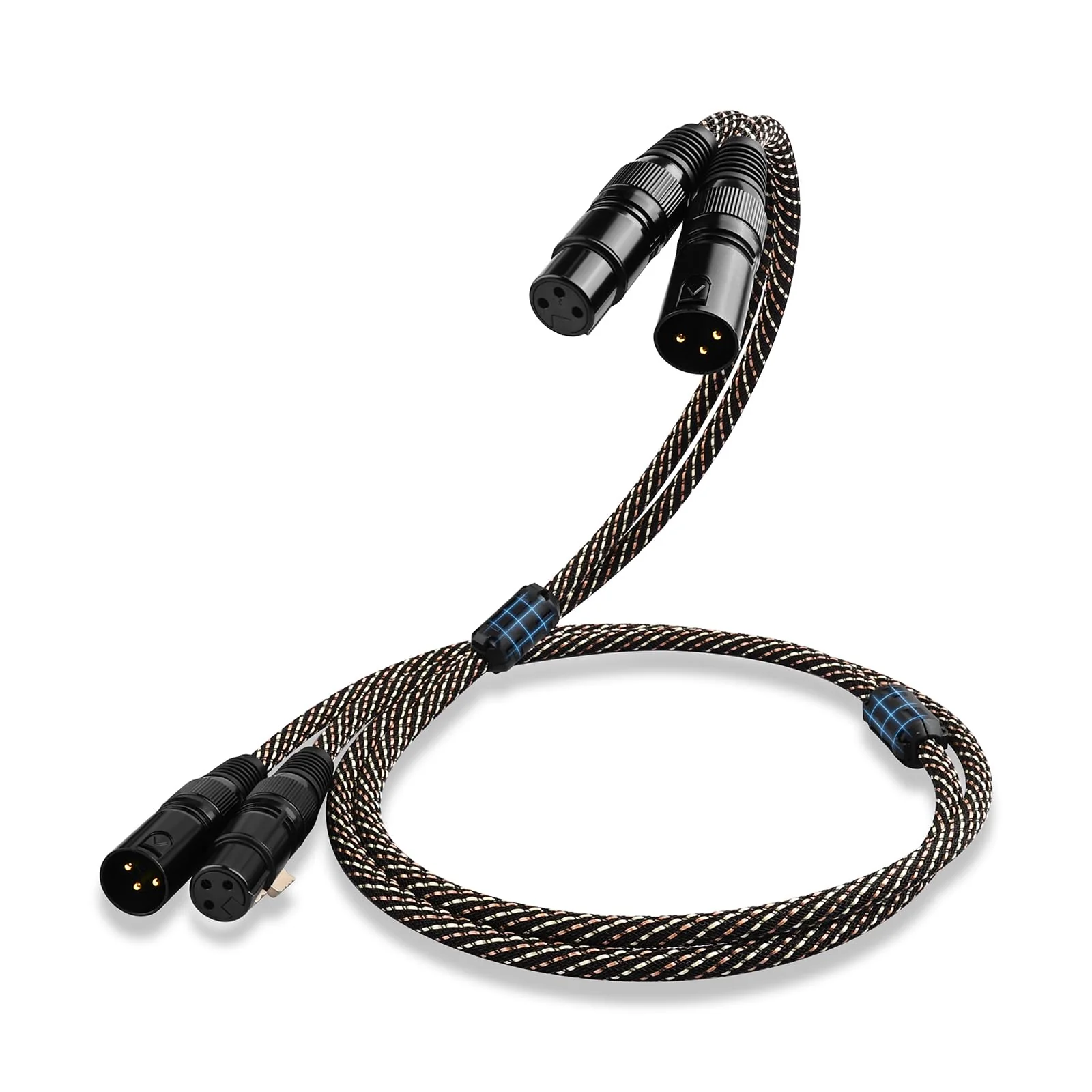 Audiophile HiFi Audio XLR Cables - 2XLR,3.28ft,15 AWG,4N OFC Core,Gold-Plated Plugs,with Nylon Braid,Subwoofer Cable,Compatible with CD Player,AMP,Speaker& Effect Processor(3.28ft/1m) 2-Pack 3.28ft/1m