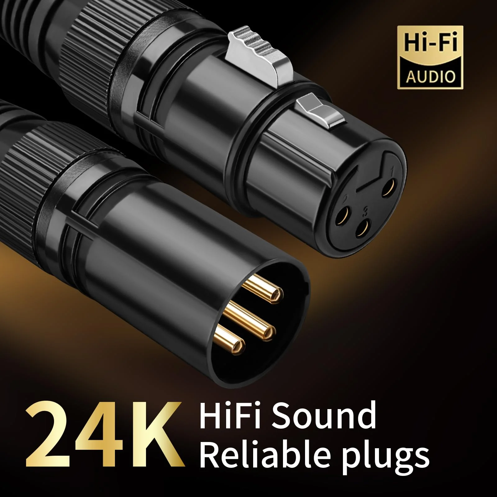 Audiophile HiFi Audio XLR Cables - 2XLR,6.56ft,15 AWG,4N OFC Core,Gold-Plated Plugs,with Nylon Braid,Subwoofer Cable,Compatible with CD Player,AMP,Speaker& Effect Processor(6.56ft/2m) 2-Pack 6.56ft/2m - Image 4