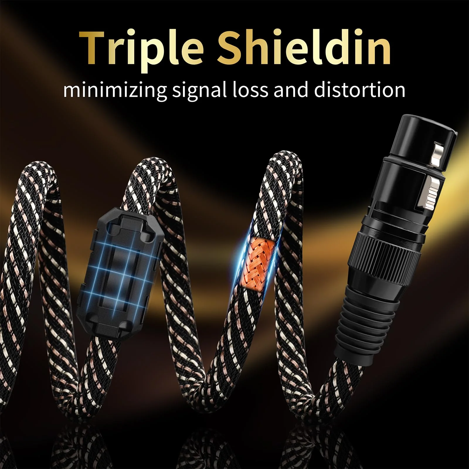 Audiophile HiFi Audio XLR Cables - 2XLR,6.56ft,15 AWG,4N OFC Core,Gold-Plated Plugs,with Nylon Braid,Subwoofer Cable,Compatible with CD Player,AMP,Speaker& Effect Processor(6.56ft/2m) 2-Pack 6.56ft/2m - Image 5