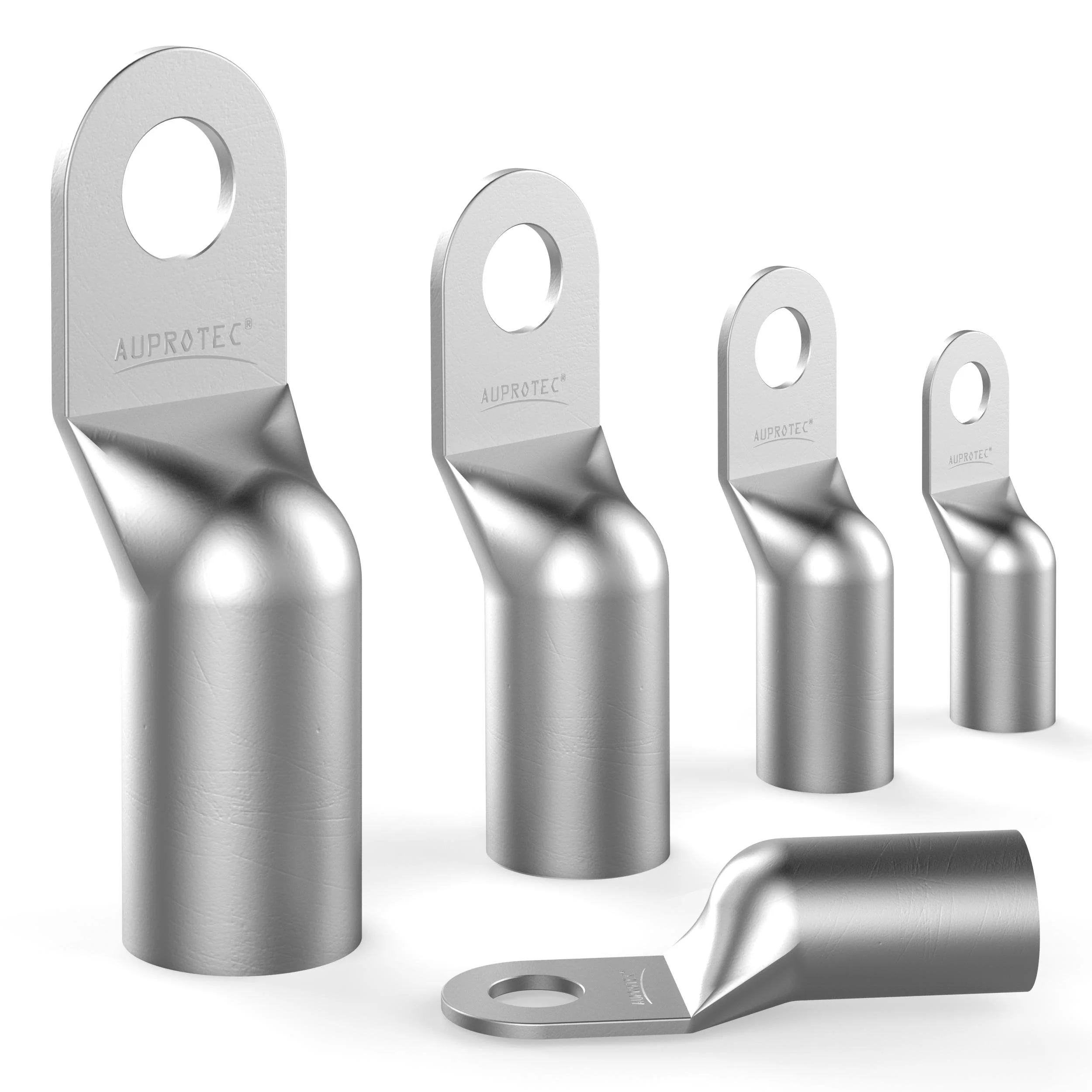AUPROTEC 2 x Tubular Cable Lugs 50 mm² Hole Diameter M10 Uninsulated SC Cable Connector Made of Tin-Plated Copper 2 Stück