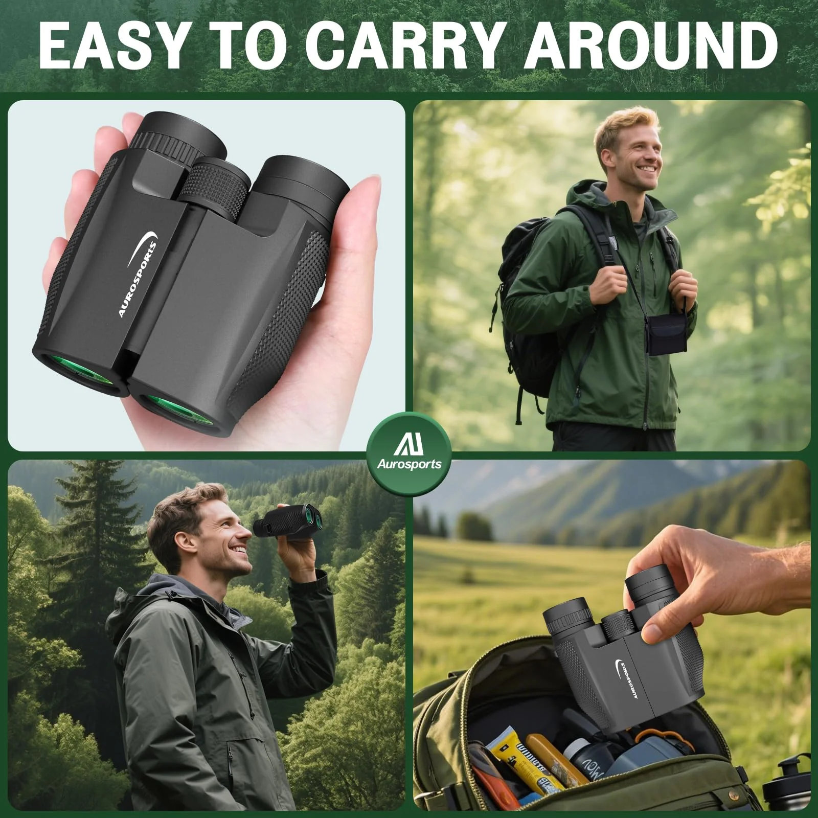 Aurosports 12x32 Compact Binoculars for Adults - Small Binoculars with FMC Lens & BAK4 Prism - Wide 273ft/1000yds Field of View - Easy Focus Binos for Bird Watching Traveling Gifts for Men Women - Image 6