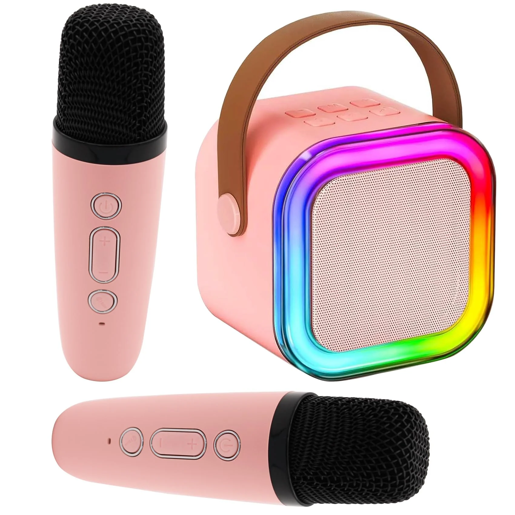 AUTENS Mini Karaoke Machine for Kids&Adults, Portable Bluetooth Karaoke Microphone Singing Speaker with 2 Mic and RGB Multi-Colors, Birthday Gifts Toys for All Smartphones, Family,Home Party