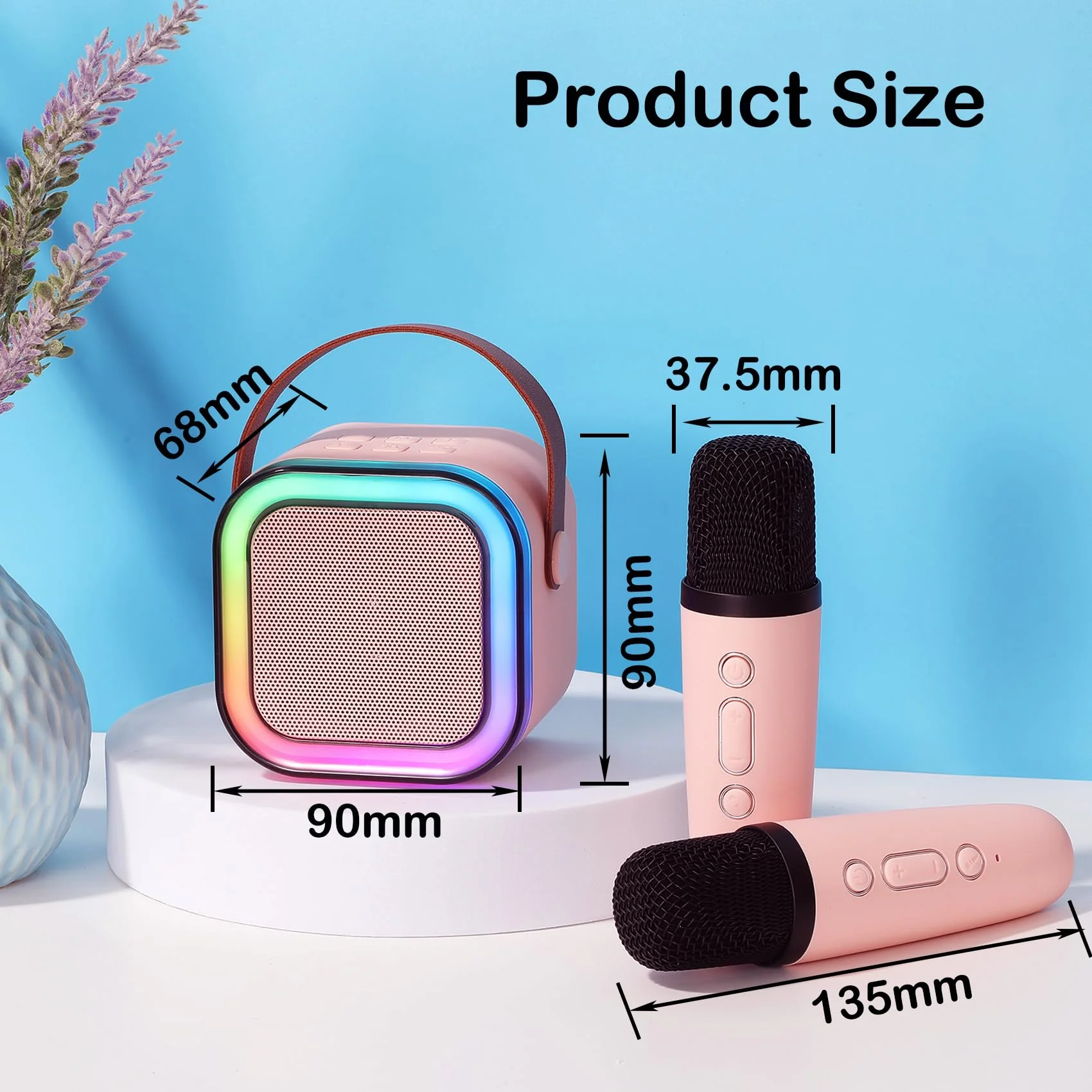 AUTENS Mini Karaoke Machine for Kids&Adults, Portable Bluetooth Karaoke Microphone Singing Speaker with 2 Mic and RGB Multi-Colors, Birthday Gifts Toys for All Smartphones, Family,Home Party - Image 8
