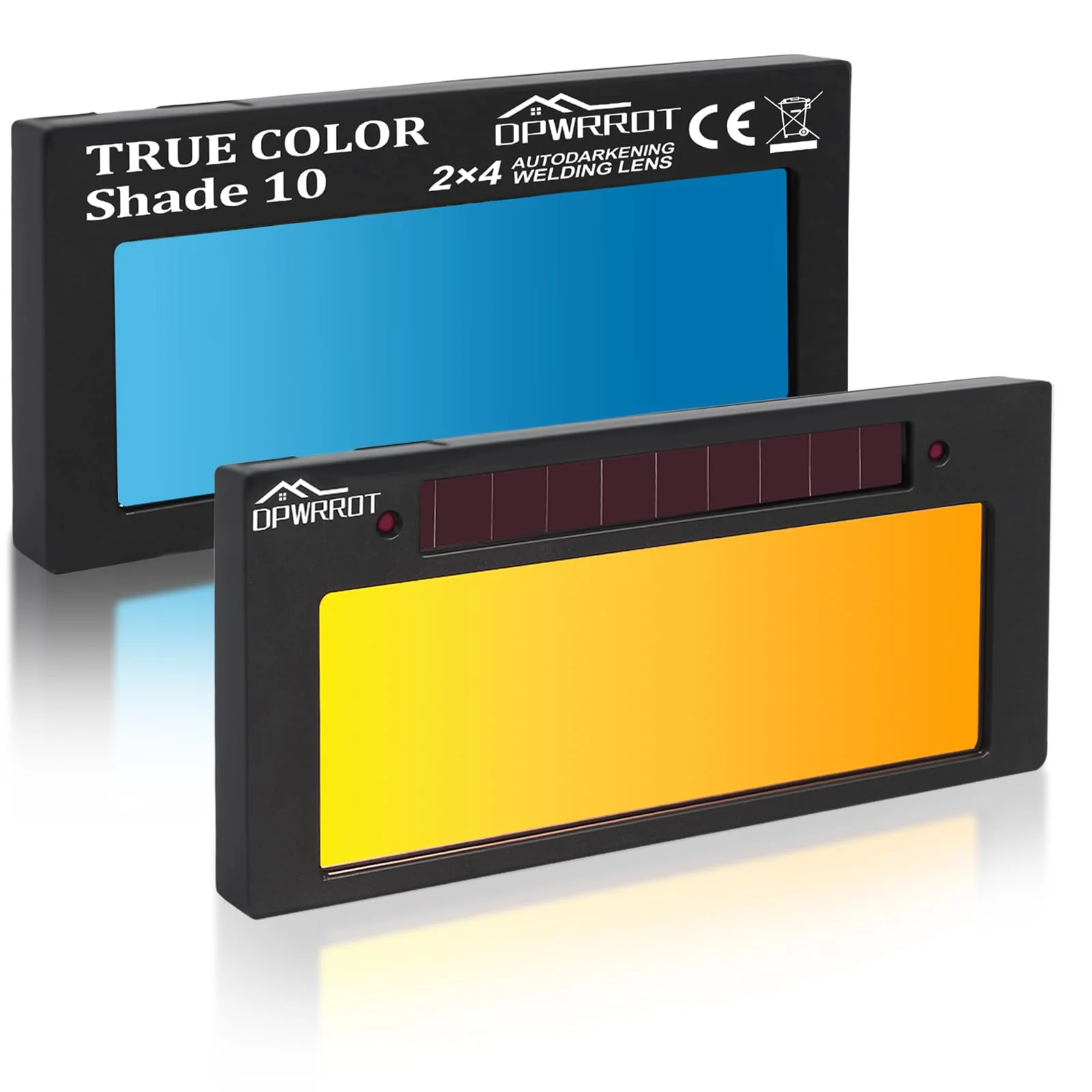 Auto Darkening Welding Lens 2"x4 1/4"x0.2" Shade 10, Solar Energy True Color Blue Welding Lens, Gold Welding Lens Replacement for Standard Welding Hoods and Welding Helmets