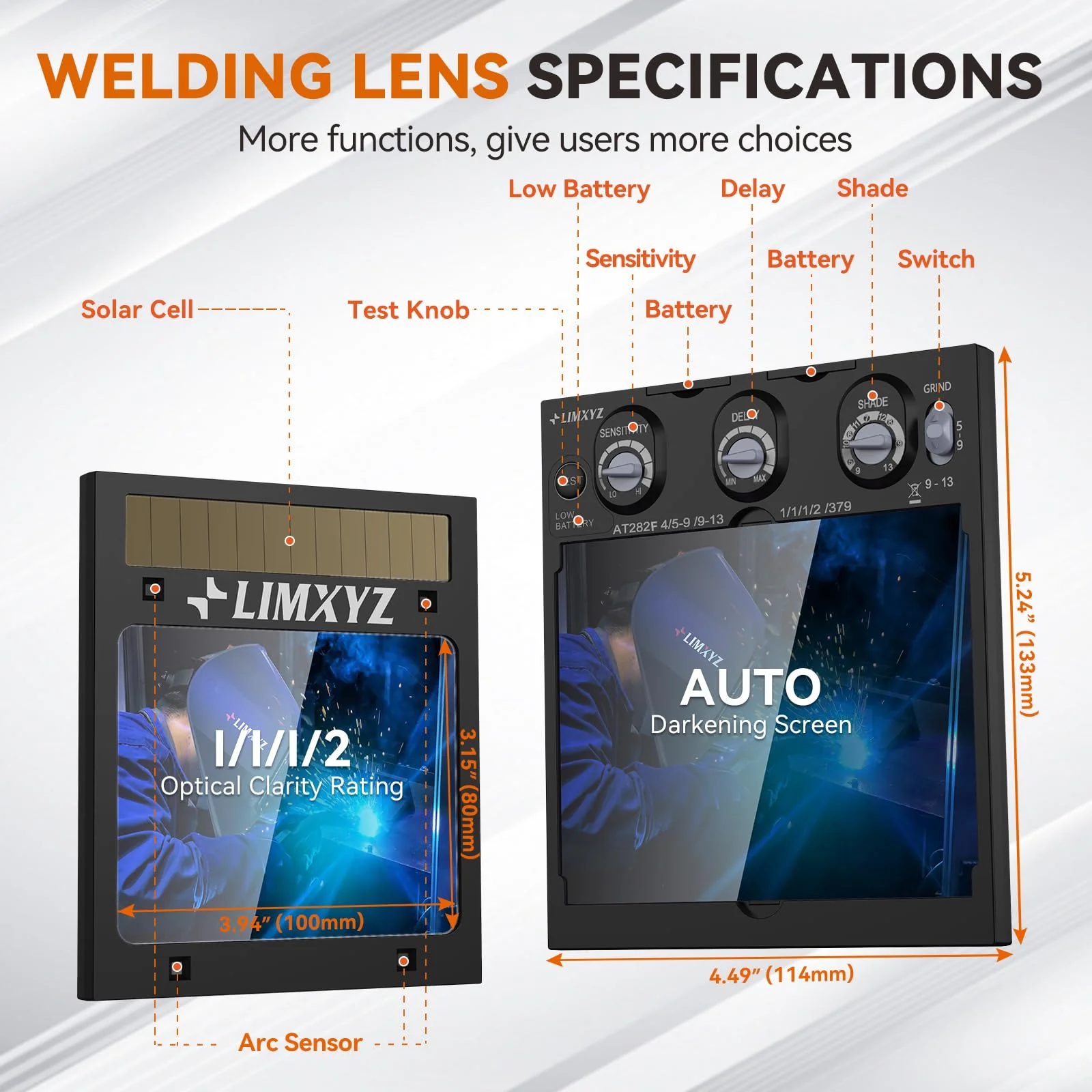 Auto Darkening Welding Lens True Color 5.24"x4.49" with 4 Arc Sensors, Adjustable Shade 4/9-13 for Welding Helmets/Hoods | Automatic Darkening Lens & Premium Welding Helmet Accessories L-001 - Image 4