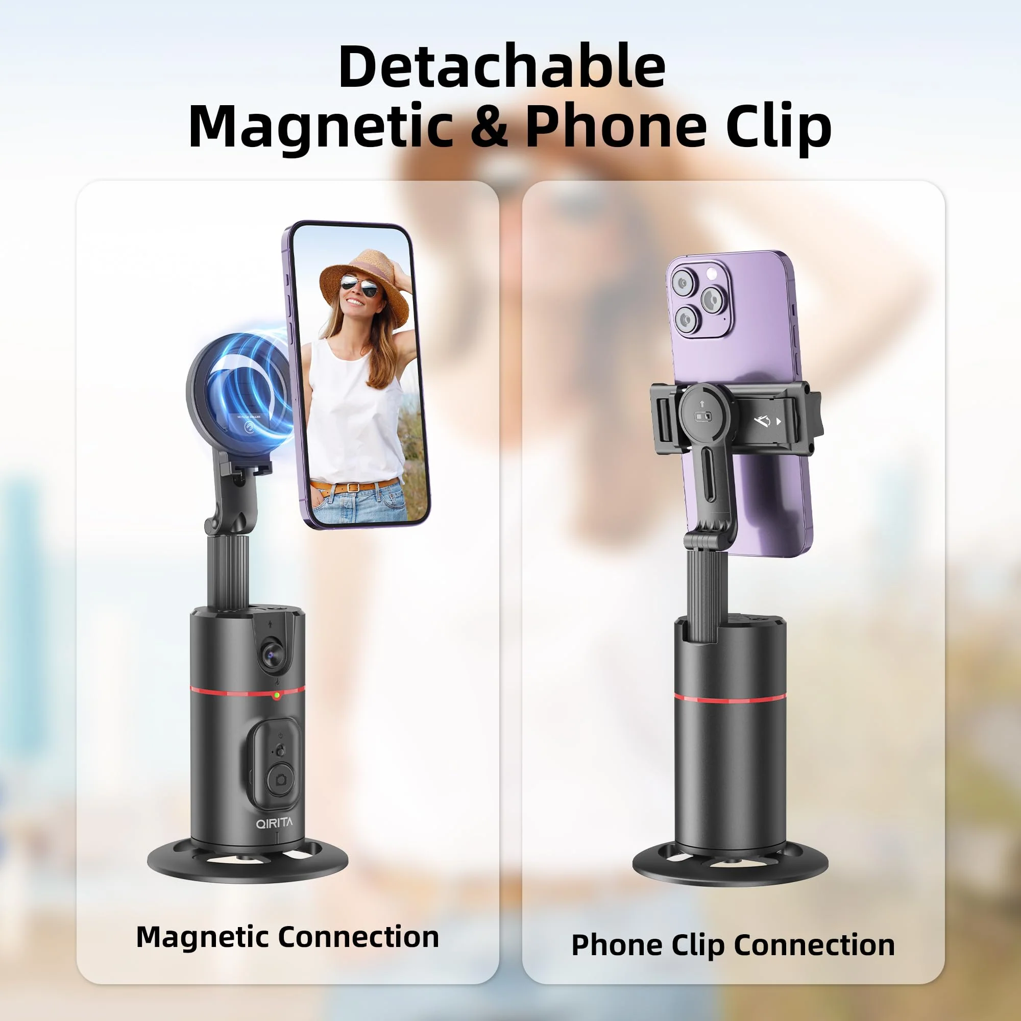 Auto Face Tracking Phone Holder, Magnetic Face Tracking Tripod 360 Rotation with Stand & Remote, Face Body Phone Tracking Tripod, No App, Smart Shooting Camera Mount for Live Video Recording Tiktok - Image 2