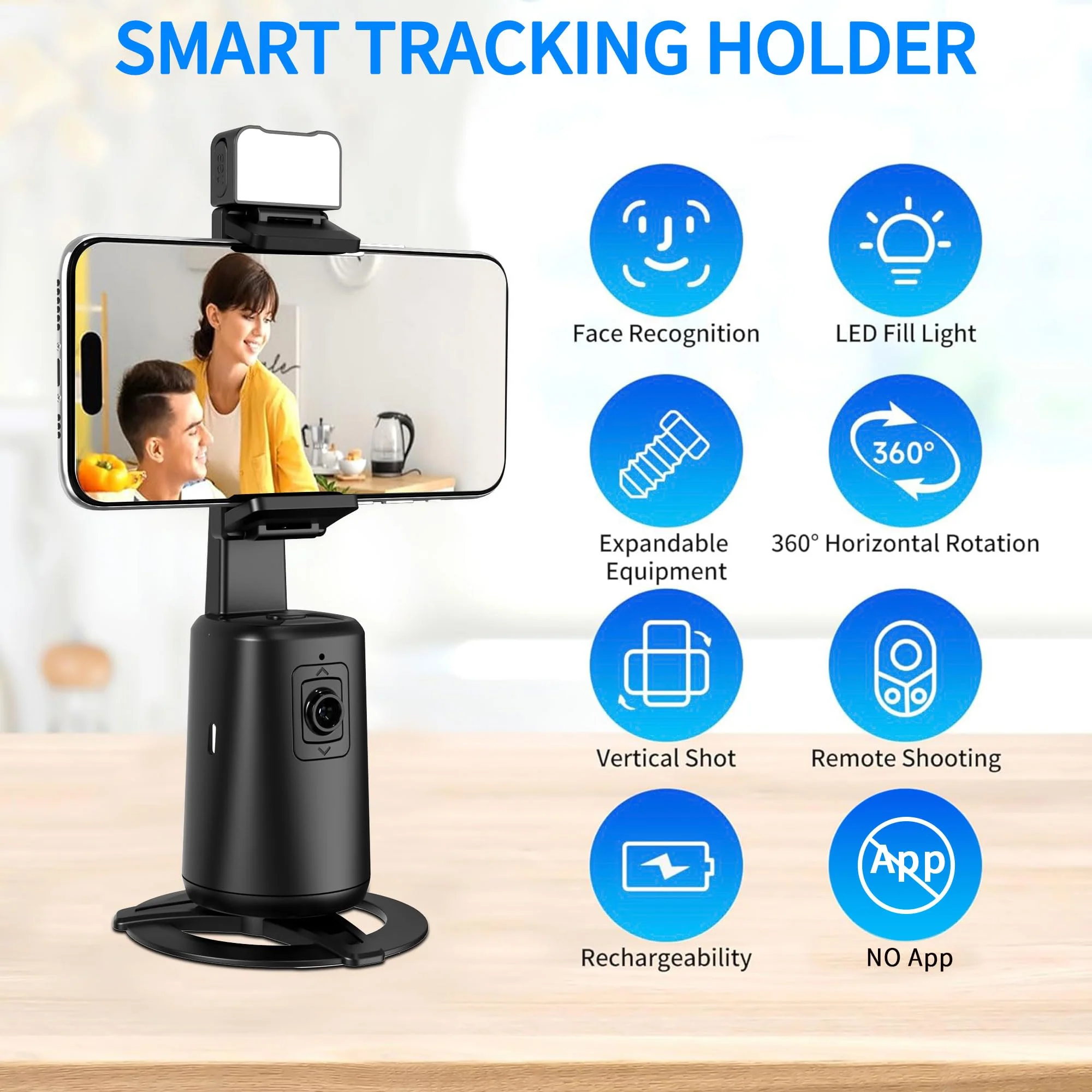 Auto Face Tracking Tripod 360° Rotation, 67" Tripod for iPhone Selfie Stick,Phone Tripod Stand Holder with Remote Gesture Control,No App, for Live Video Tiktok Live Vlog Streaming Video LY-US-A200+55S - Image 2