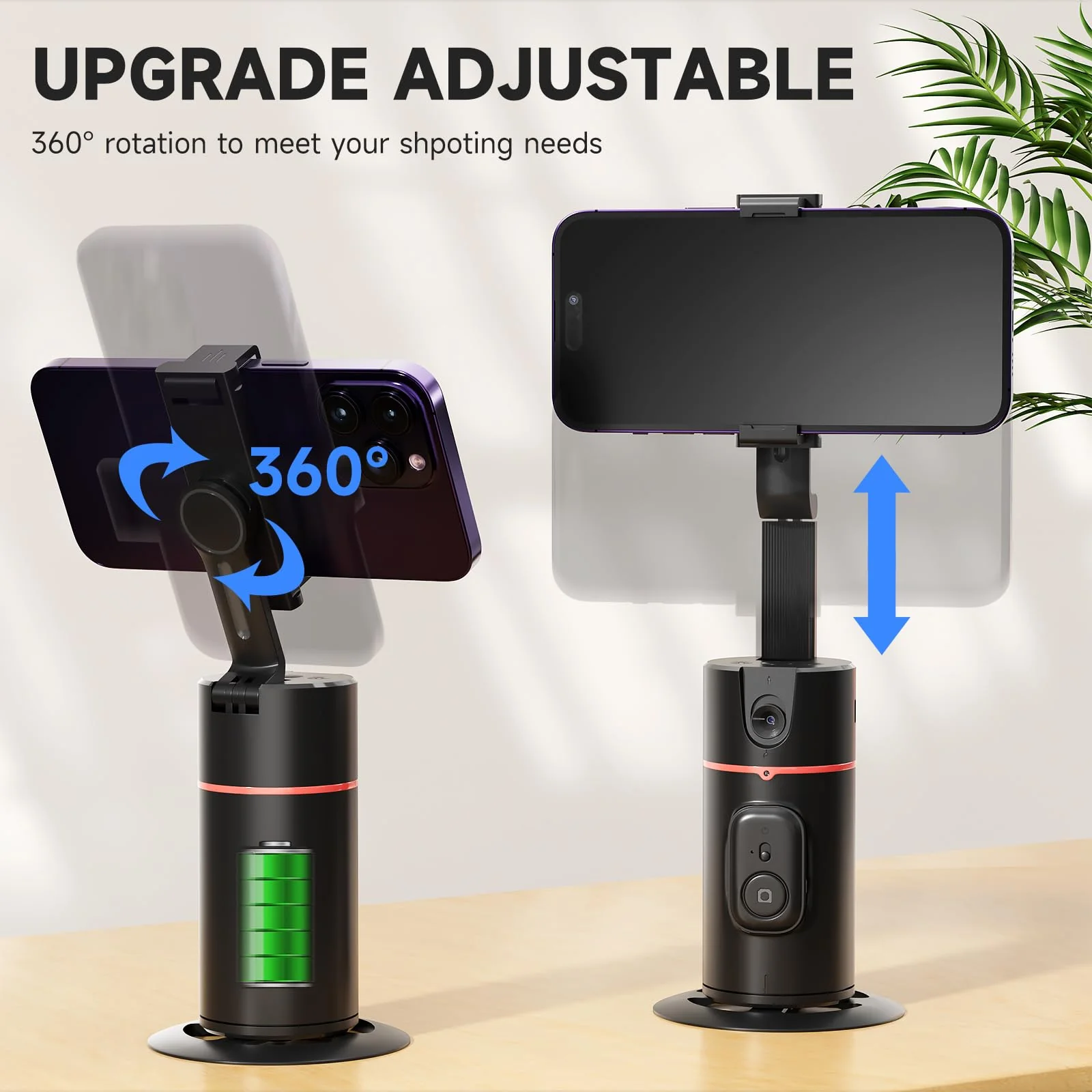 Auto Face Tracking Tripod - 360° Rotation Auto Tracking Phone Holder, No App, Phone Camera Mount with Remote and Gesture Control, Rechargeable Smart Shooting Holder for Video Recording (2 Lights) 1 - Image 6
