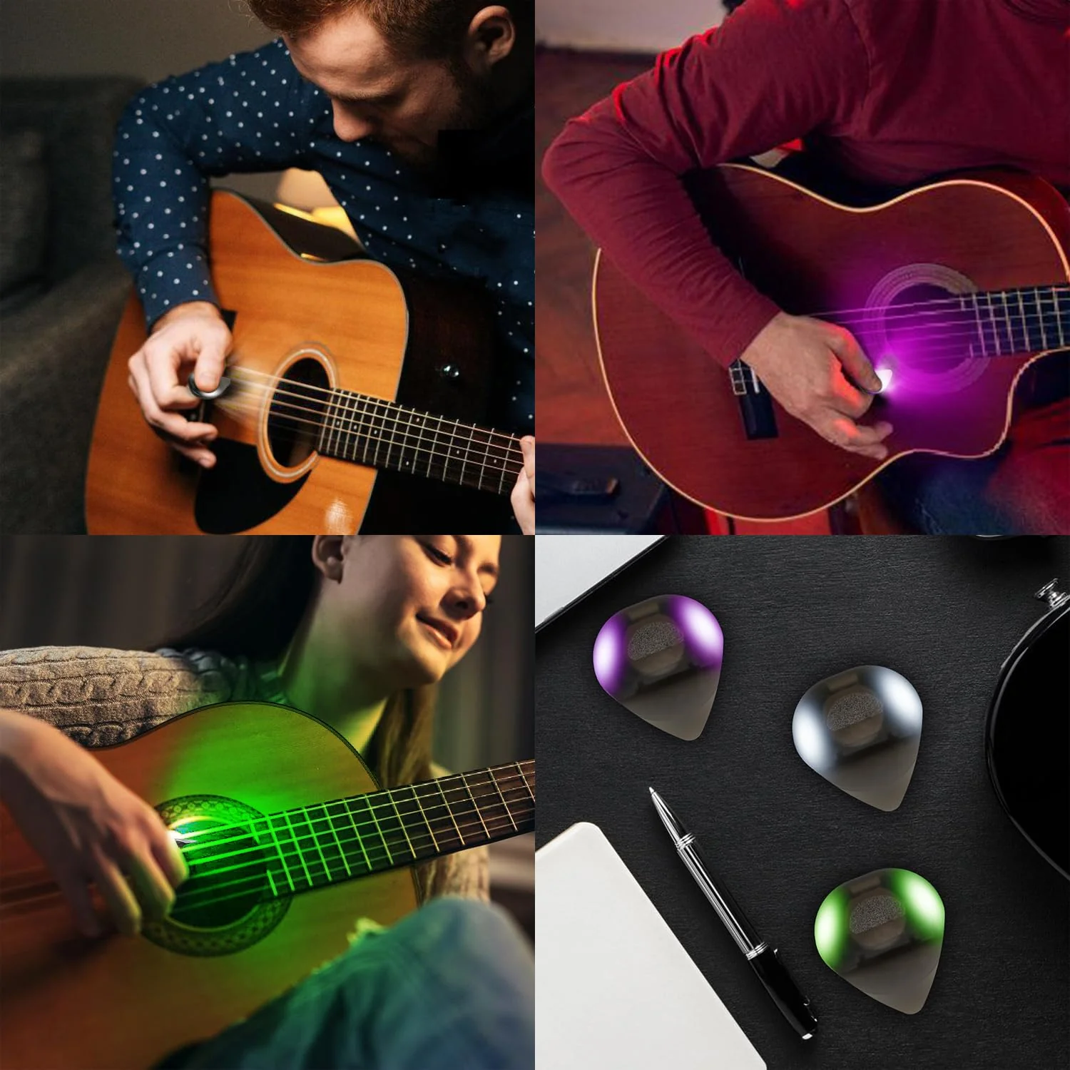 Auto LED Glowing Guitar Picks - Dazzling Colourful Illuminated Guitar Plectrum for Acoustic Electric and Bass Guitar, 0.6mm (3 Colours) 3 Colours - Image 4