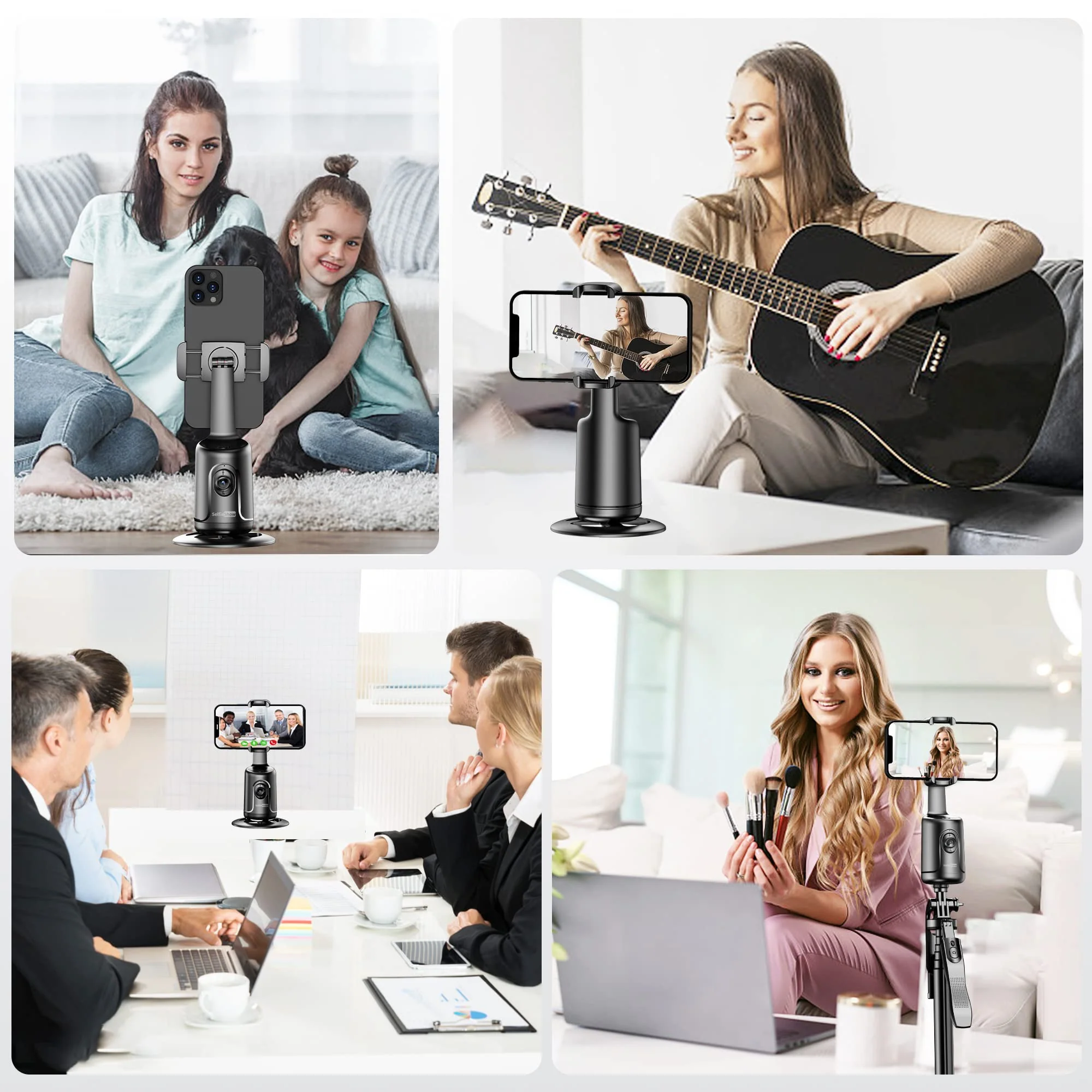 Auto Tracking Phone Holder, Auto Face Tracking Tripod, Portable All-in-one Smart Selfie Stick 360 Rotation Fast Face & Object Tracking Cameraman Robot Mount for Phone Video Vlog Live Streaming(Black) Black - Image 8
