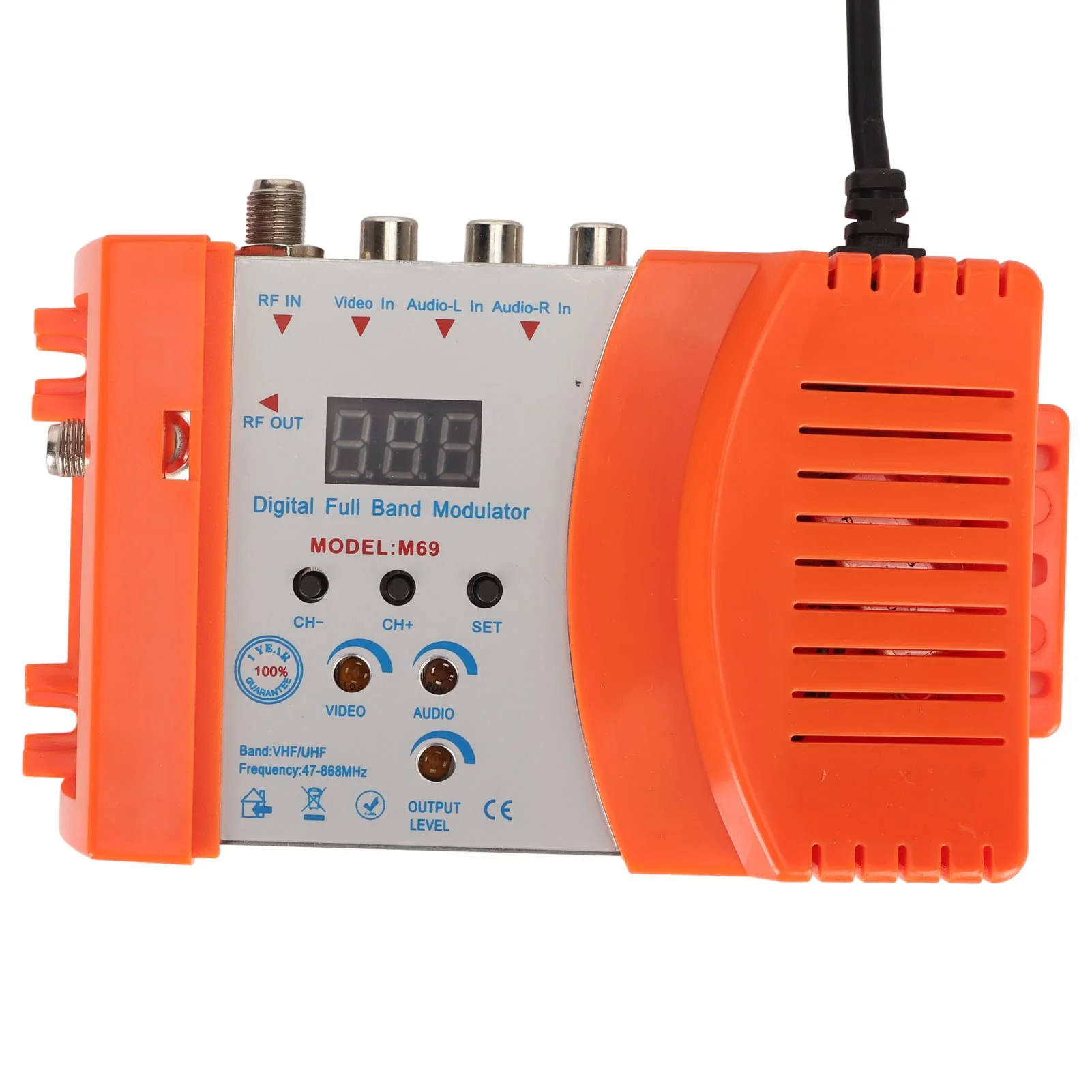 AV to RF Modulator Supports VHF UHF PAL NTSC TV Link Modulator with Digital Display, Easy Installation and Simple (US Plug) US Plug
