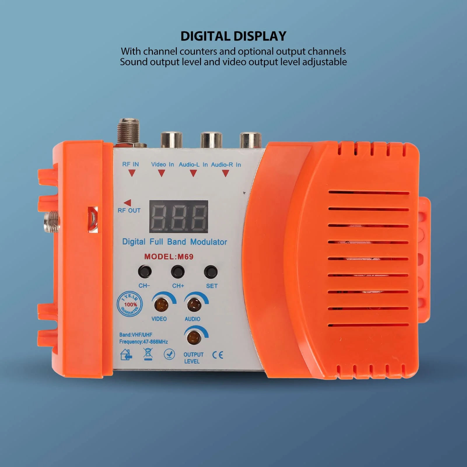 AV to RF Modulator Supports VHF UHF PAL NTSC TV Link Modulator with Digital Display, Easy Installation and Simple (US Plug) US Plug - Image 3