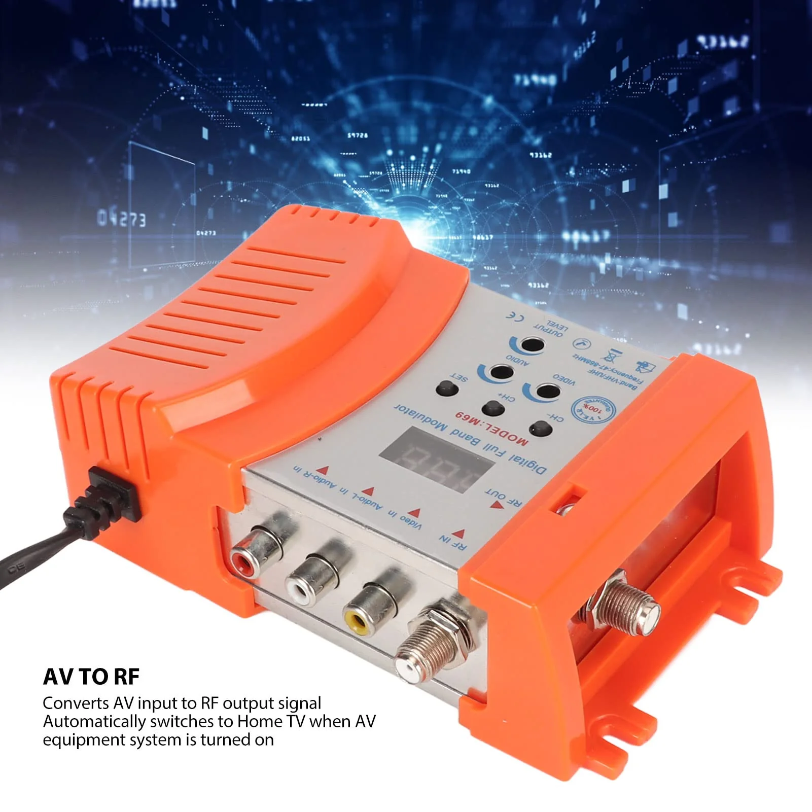 AV to RF Modulator Supports VHF UHF PAL NTSC TV Link Modulator with Digital Display, Easy Installation and Simple (US Plug) US Plug - Image 4