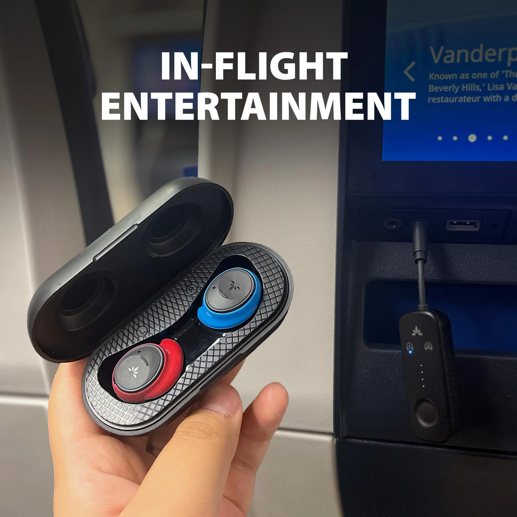 Avantree Sky Ace - Wireless Earbuds with Airplane Adapter for Flight, Plug n Play, Noise Canceling Bluetooth Headphones Compatible with iPhone, Andriod, MacBook, Laptop, AptX Adaptive for Travel - Image 2