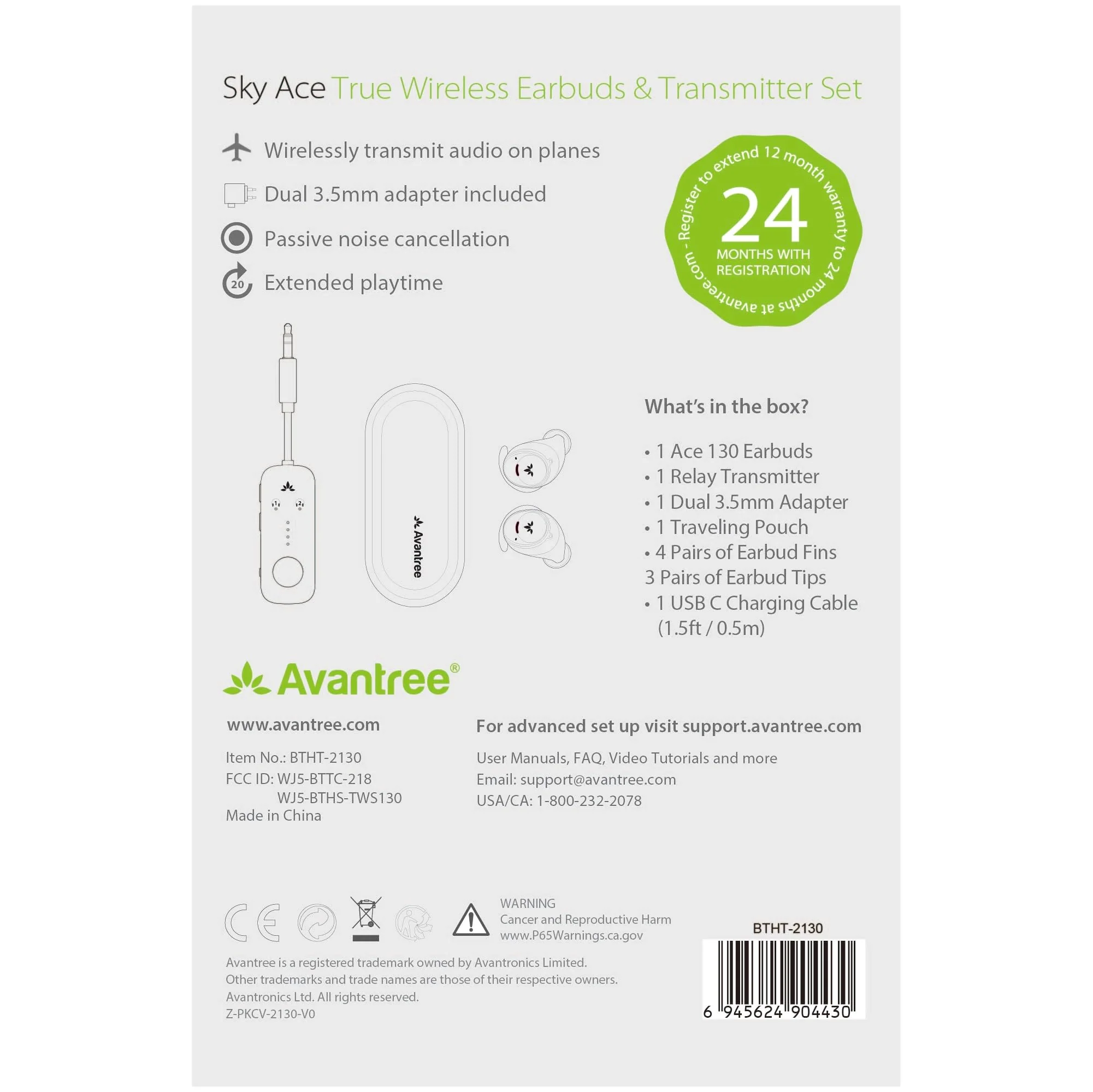 Avantree Sky Ace - Wireless Earbuds with Airplane Adapter for Flight, Plug n Play, Noise Canceling Bluetooth Headphones Compatible with iPhone, Andriod, MacBook, Laptop, AptX Adaptive for Travel - Image 9