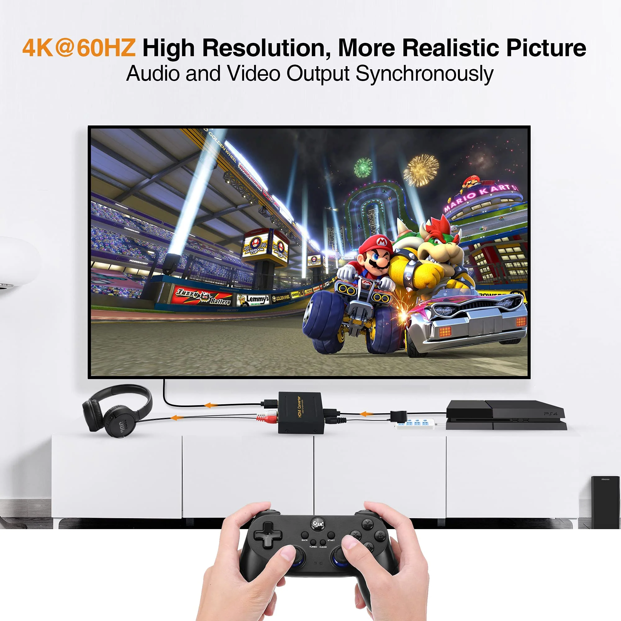 avedio Links 4K@60Hz HDMI Audio Extractor Converter, HDMI to HDMI + Audio (SPDIF + L/R Stereo), HDMI Video Audio Splitter Embedder Adapter for Fire Stick, Xbox, Support 3D, HDCP 2.2, 18Gpbs 4K 60Hz - Image 5